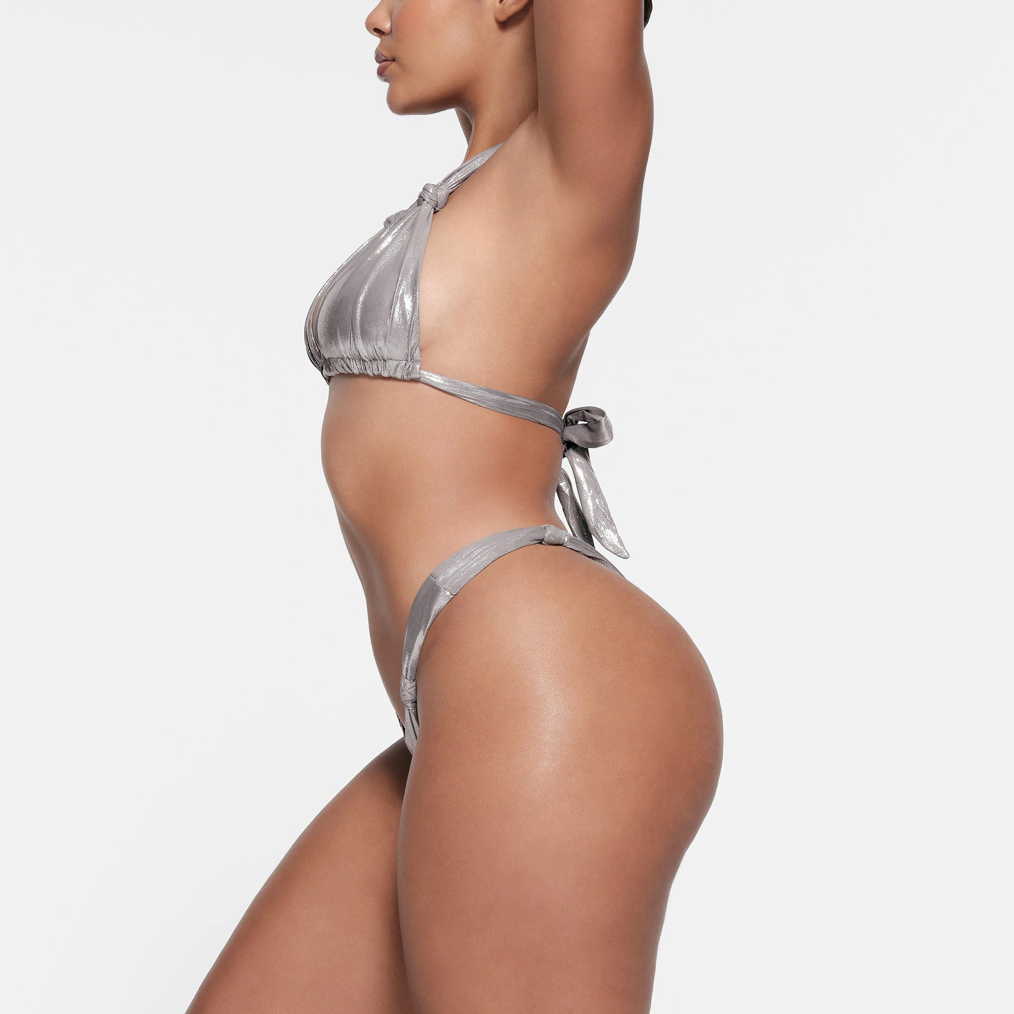 LIQUID SHINE SWIM KNOTTED BOTTOM| SMOKE ON A MODEL SIDE VIEW