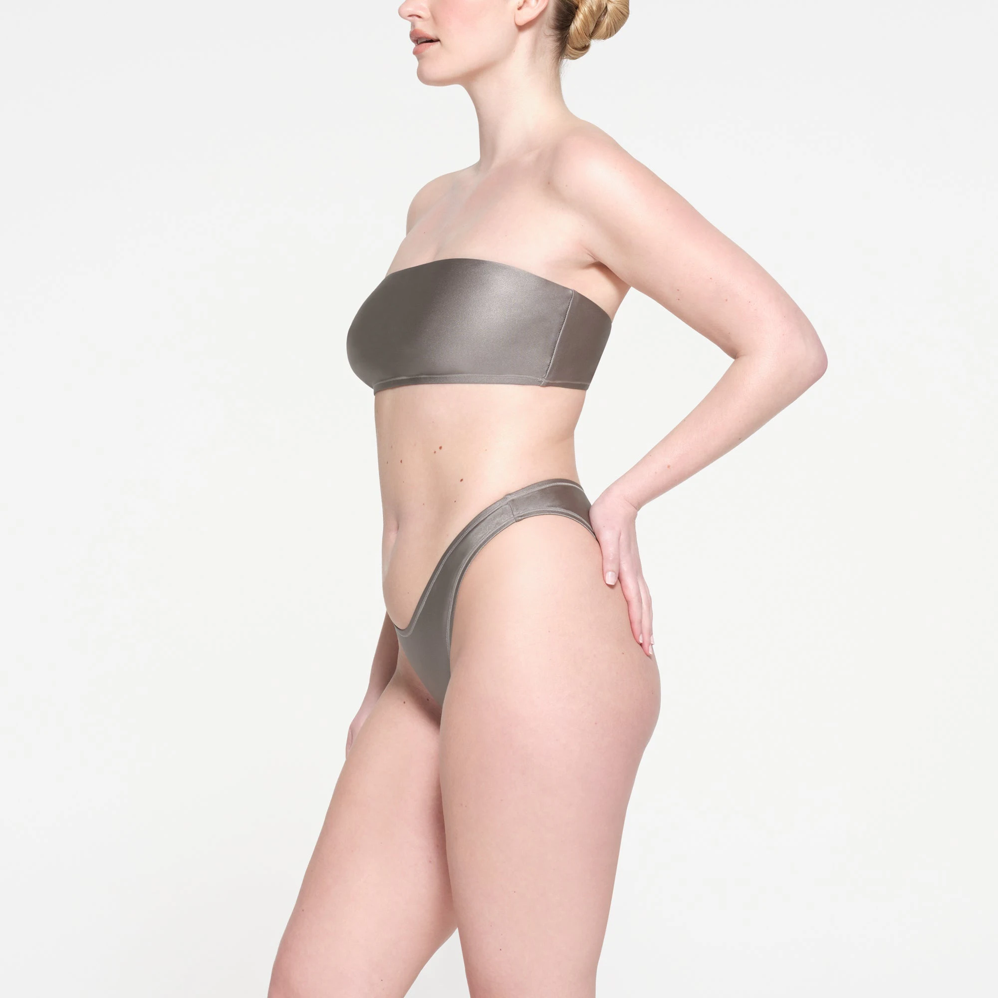 SHINE SWIM TANGA BOTTOMS | SMOKE ON A MODEL SIDE VIEW