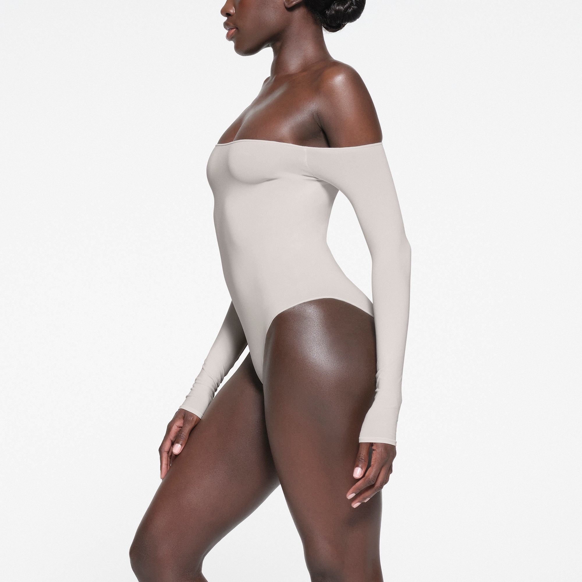 ESSENTIAL OFF THE SHOULDER BODYSUIT | STONE | XXS/XS
