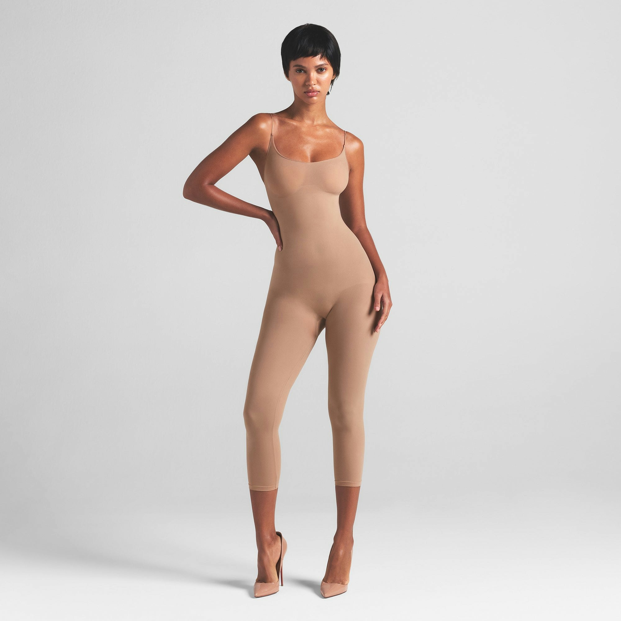 SHEER SEAMLESS CATSUIT | SIENNA ON A MODEL FRONT VIEW | FOCUS: 0.0, 1.0, 0.9