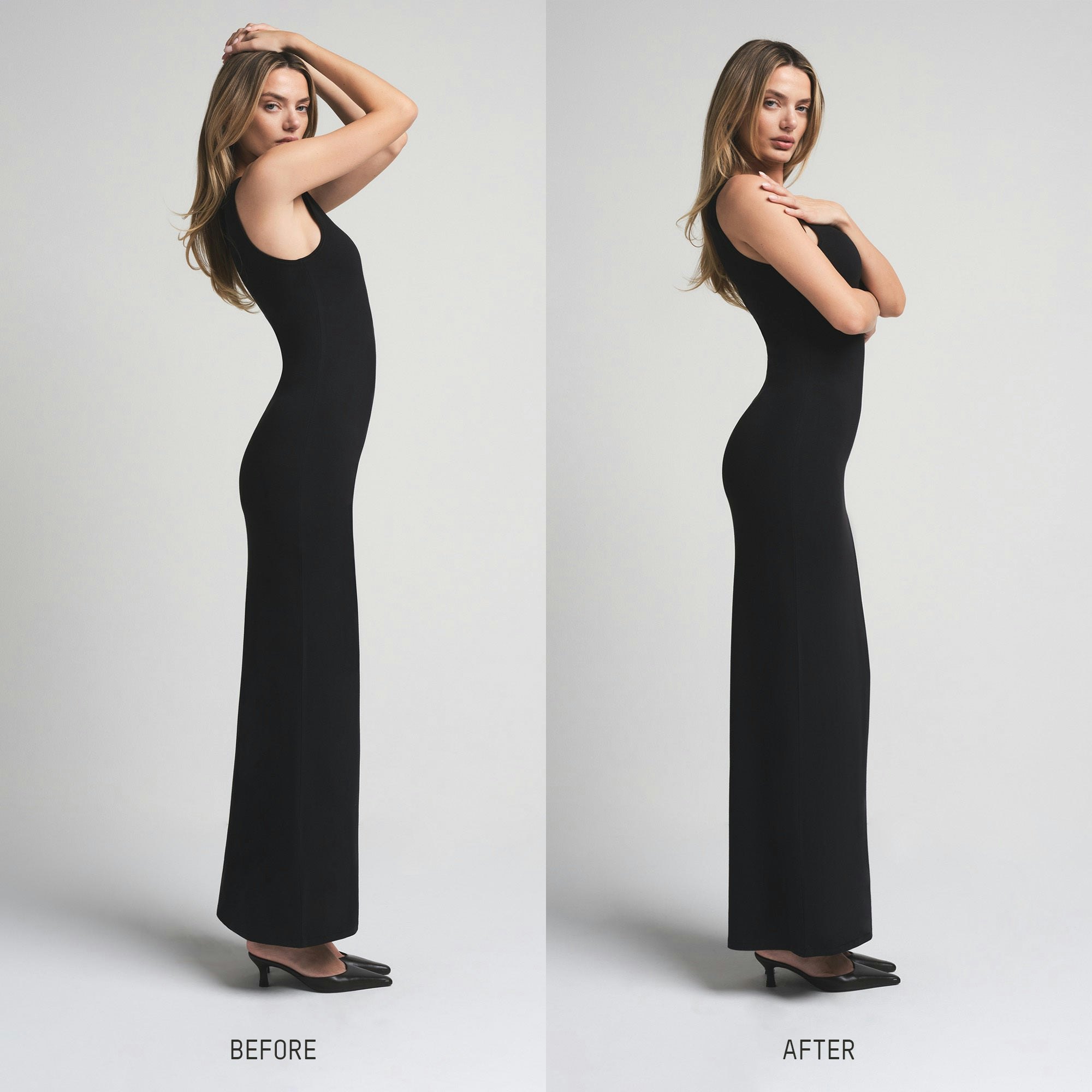 SKIMS BODY BUTT ENHANCING OPEN BUST PADDED BODYSUIT | CLAY  ON A MODEL BACK VIEW | FOCUS: 0.0, 1.0, 0.9