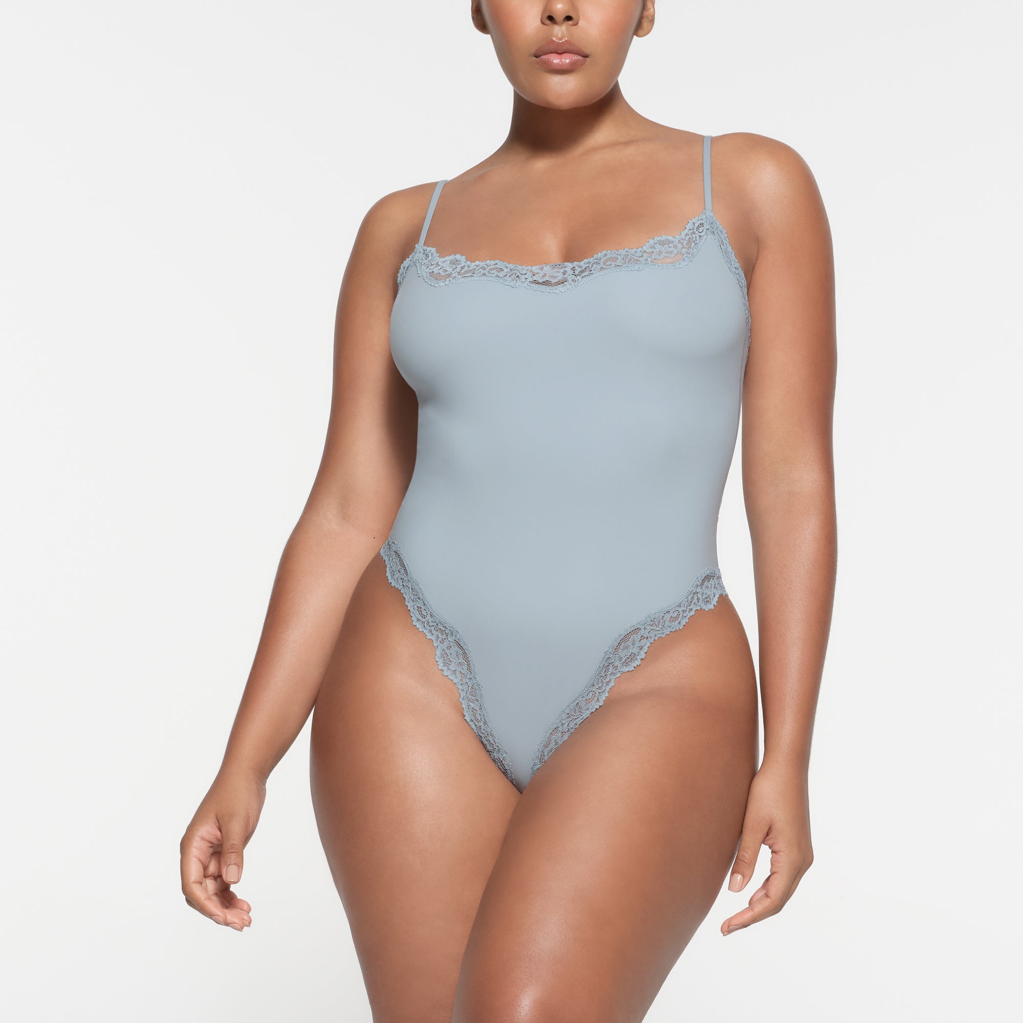 FITS EVERYBODY LACE CAMI BODYSUIT | DENIM | XXS