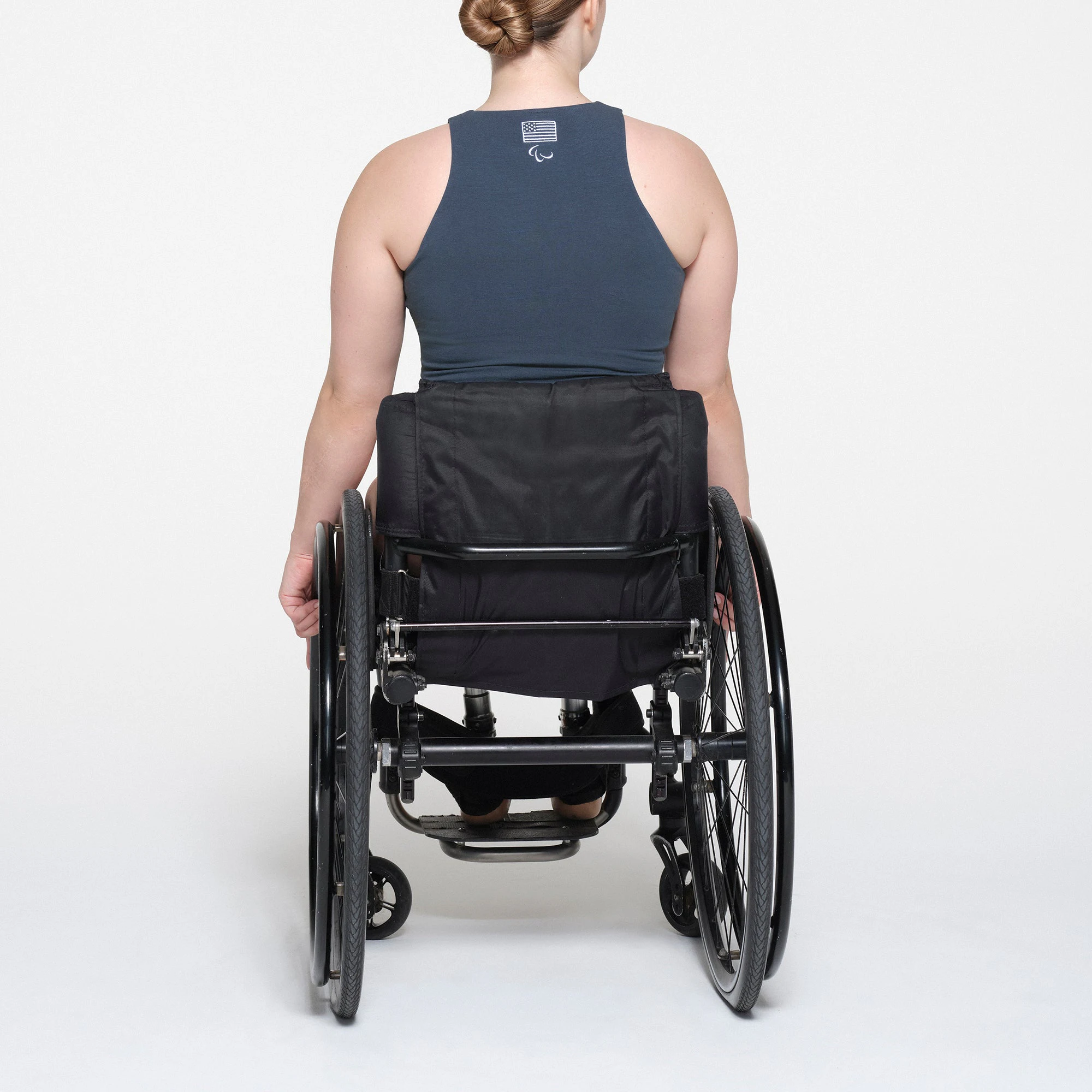 SKIMS FOR TEAM USA COTTON JERSEY PARALYMPIC HIGH NECK BODYSUIT | NAVY ON A MODEL BACK VIEW