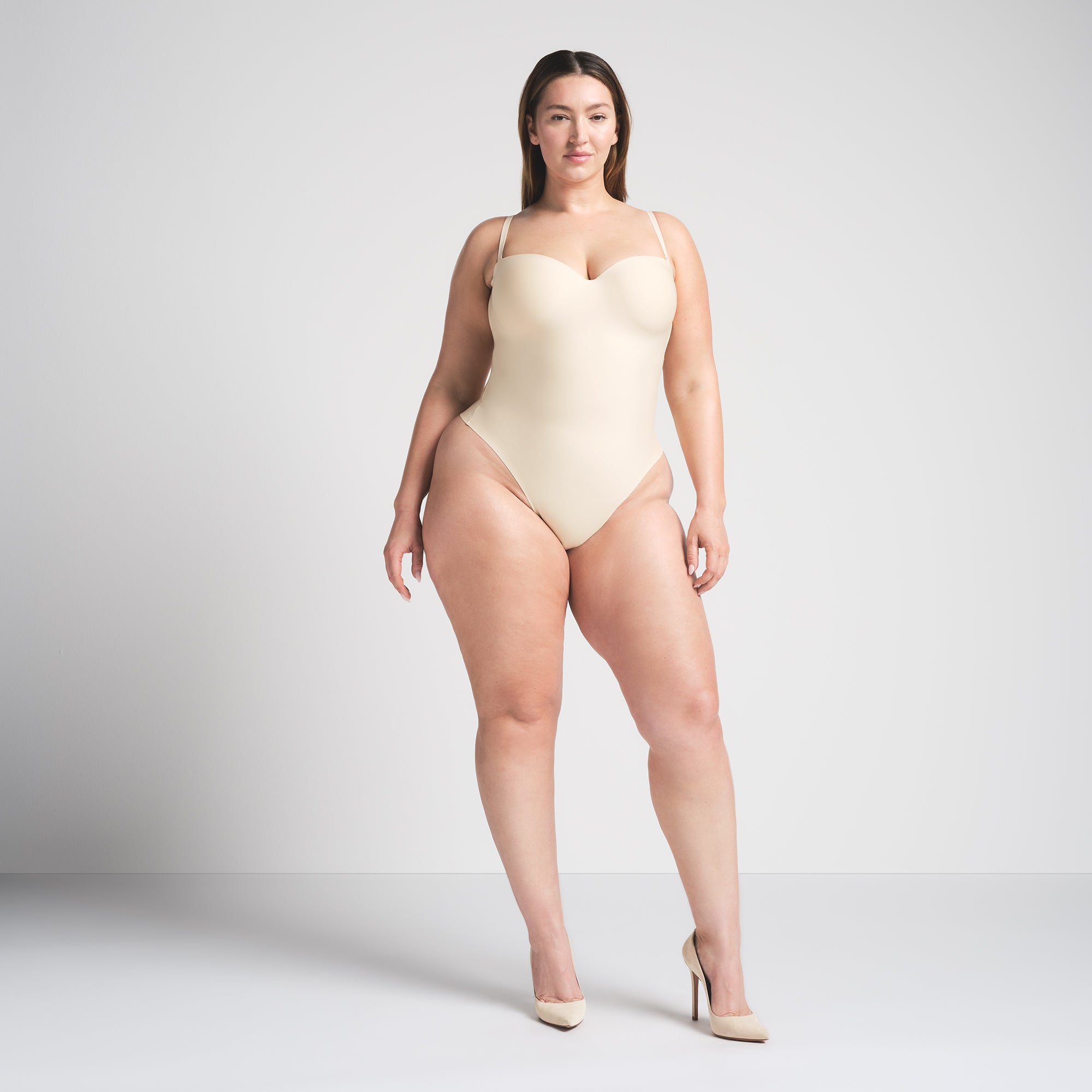 SKIMS BODY UNDERWIRE THONG BODYSUIT | SAND