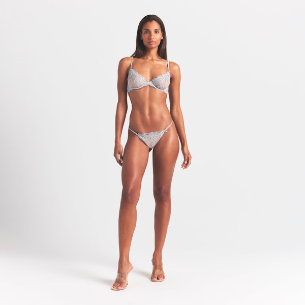 EMBROIDERED LINGERIE CROTCHLESS STRING BIKINI | PEARL ON A MODEL FRONT VIEW @ | FOCUS: 0.0, 1.0, 0.9