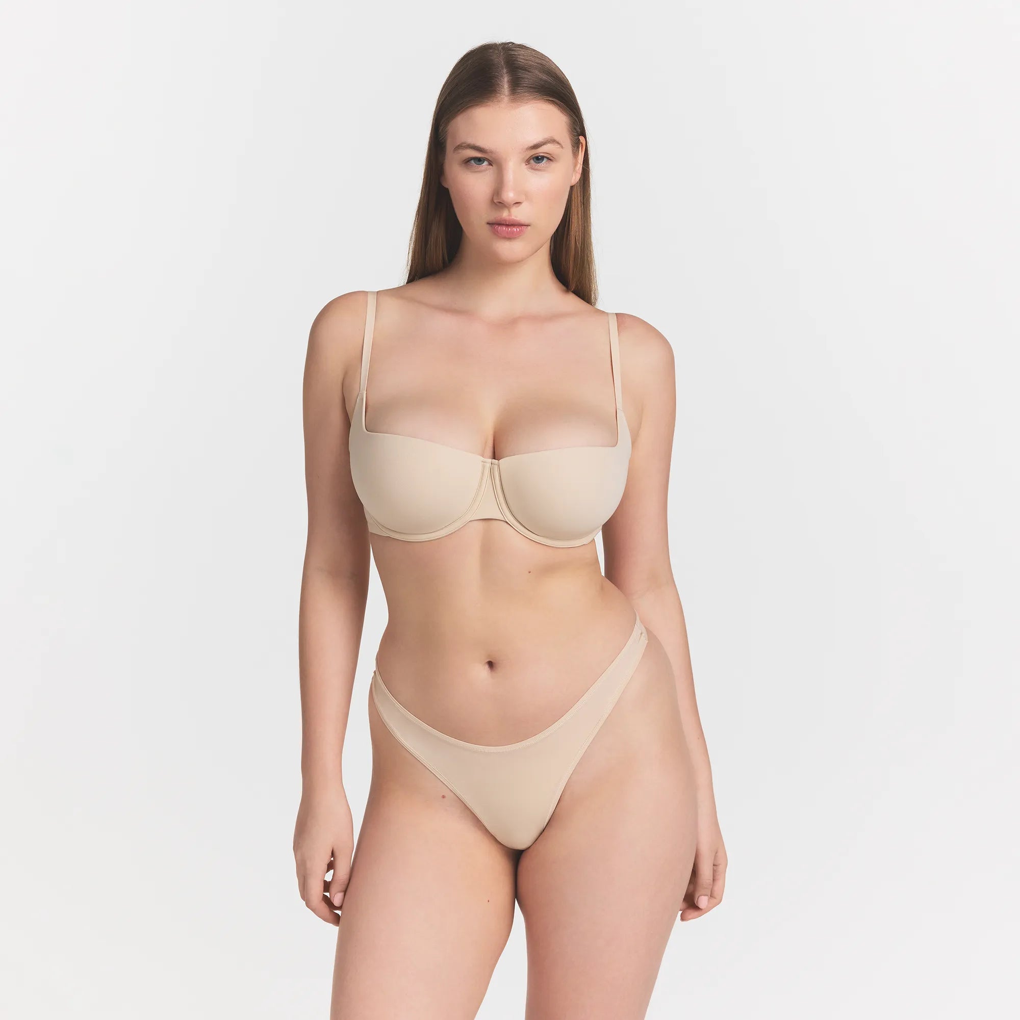 FITS EVERYBODY BALCONETTE BRA | SAND ON A MODEL FRONT VIEW @ | FOCUS: 0.0, 1.0, 0.9