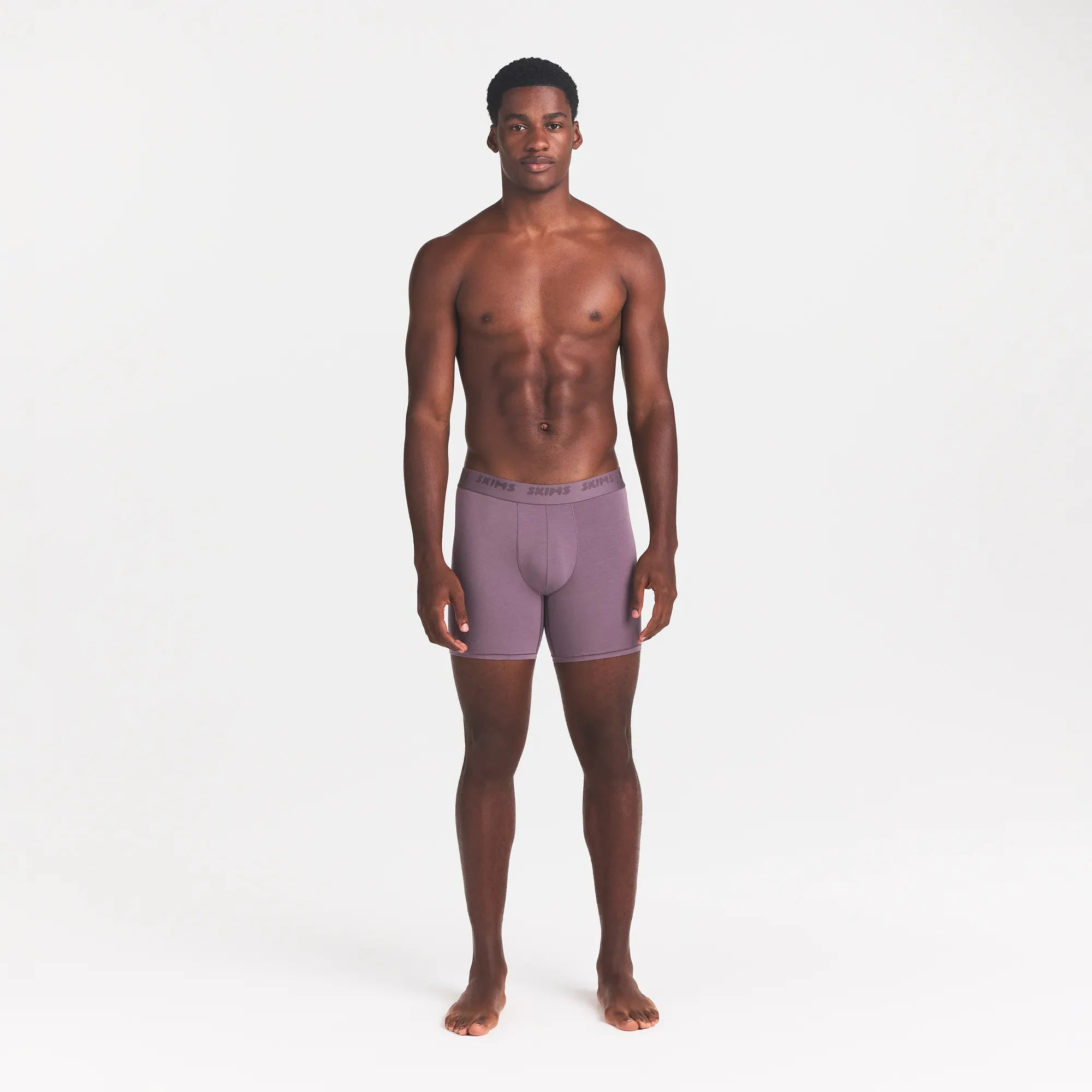 SKIMS STRETCH MENS 5" BOXER BRIEF | IRIS ON A MODEL FRONT VIEW | FR