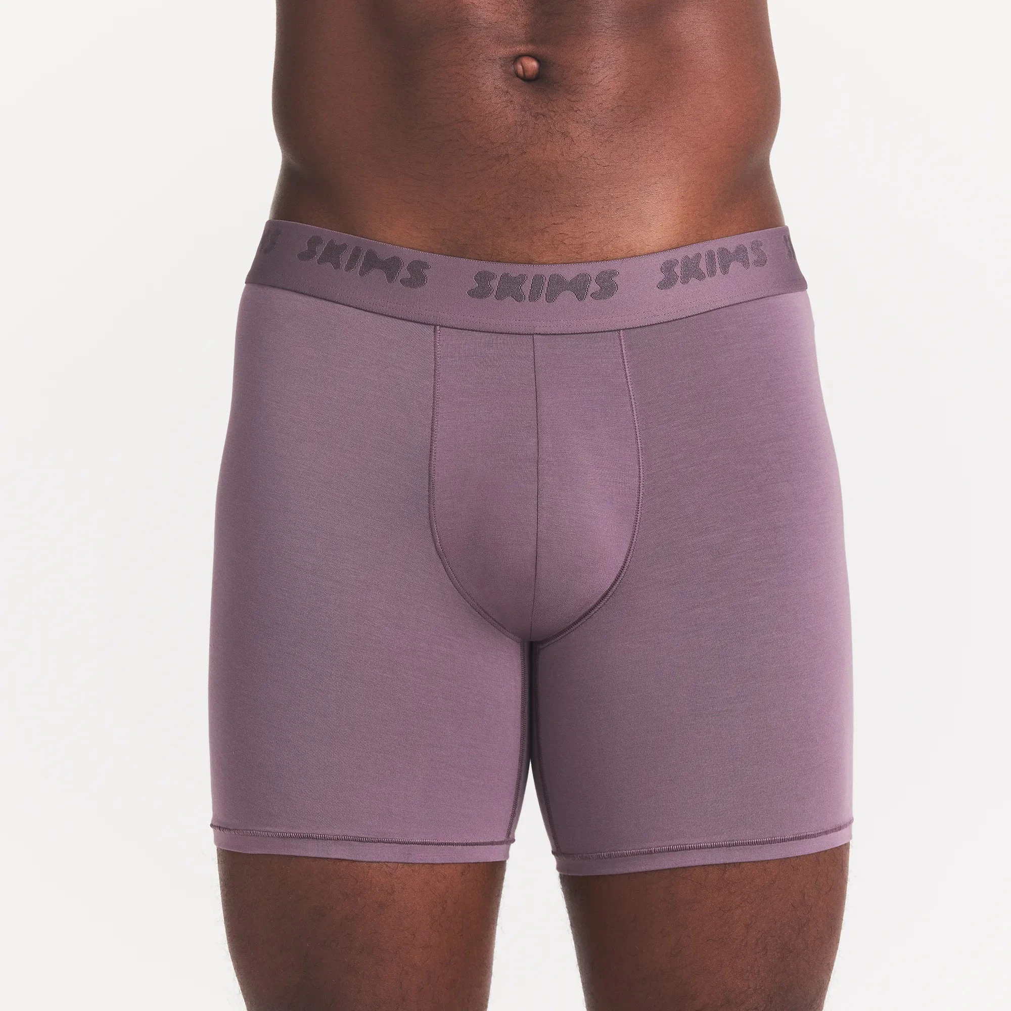 SKIMS STRETCH MENS 5" BOXER BRIEF | IRIS ON A MODEL FRONT VIEW | FR