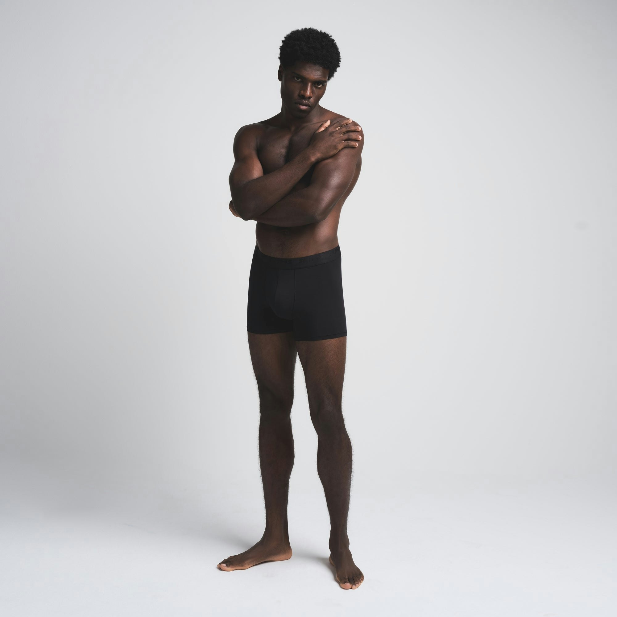 SKIMS STRETCH MENS 3" BOXER BRIEF 3-PACK | CYPRESS MULTI (MENS BOXERS) ON A MODEL FRONT VIEW