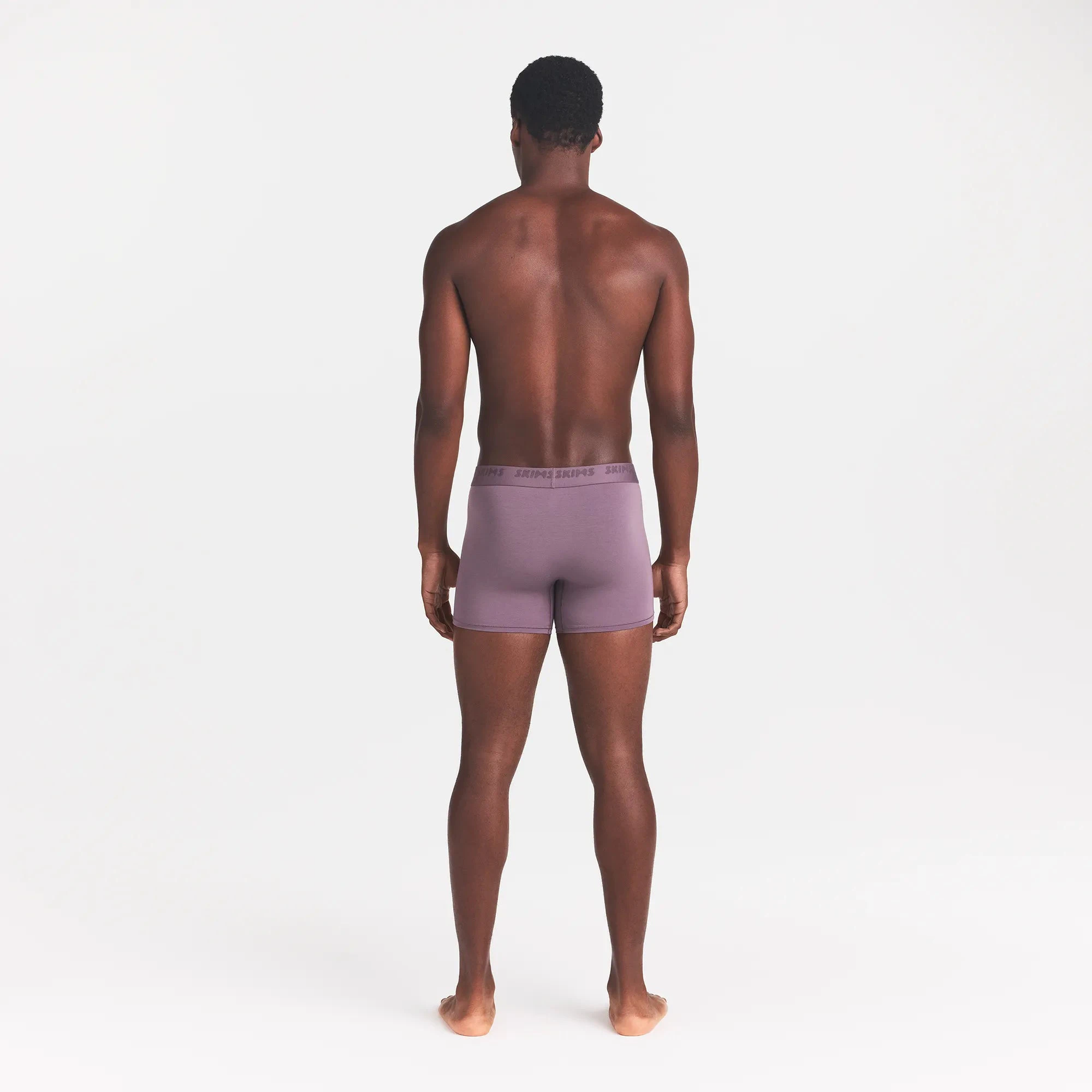 SKIMS STRETCH MENS 3" BOXER BRIEF 3-PACK | IRIS HEATHER MULTI ON A MODEL BACK VIEW | BK