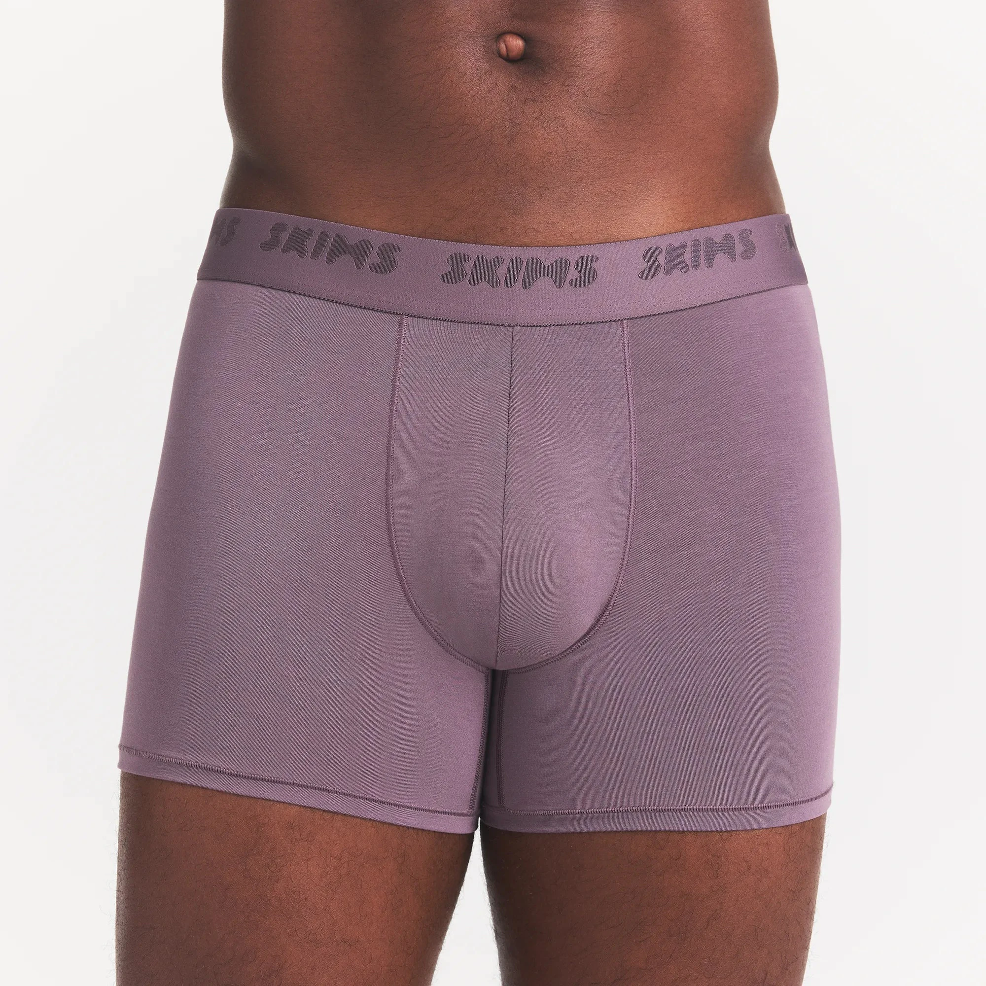 SKIMS STRETCH MENS 3" BOXER BRIEF 3-PACK | IRIS HEATHER MULTI ON A MODEL FRONT VIEW | FR