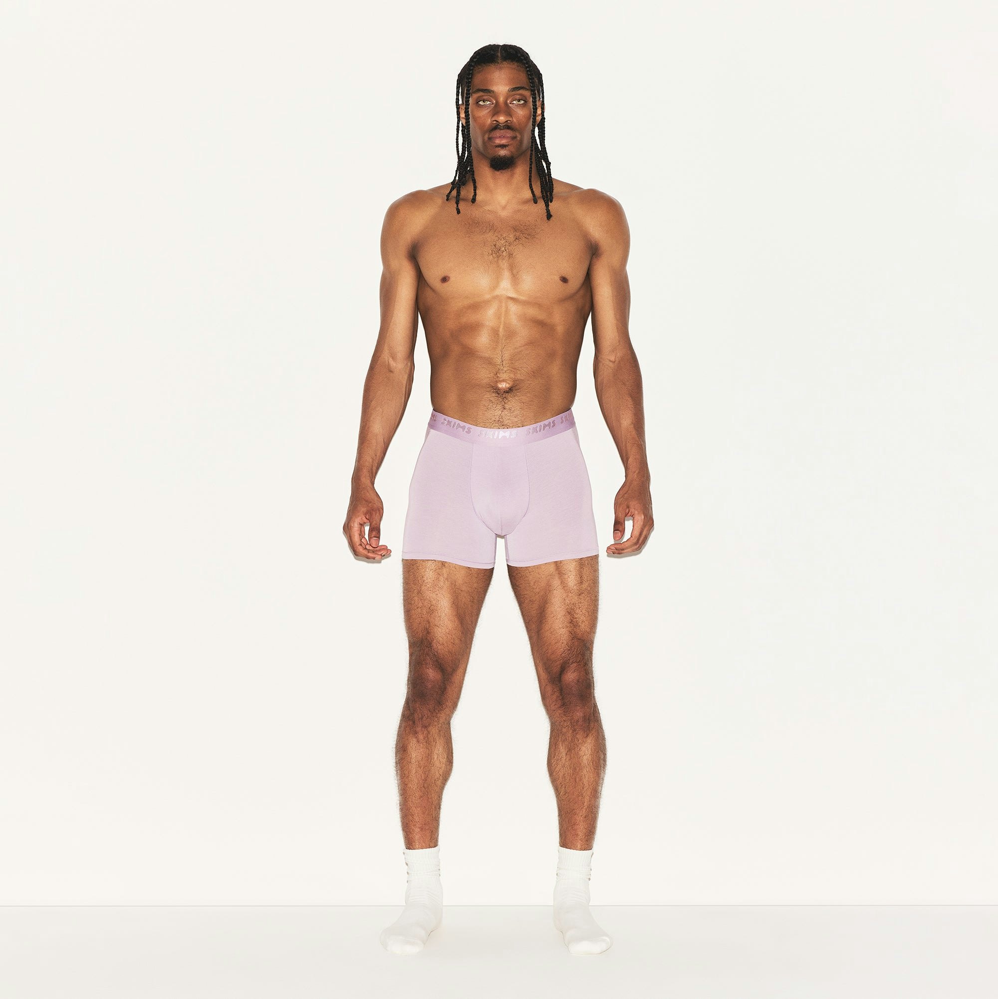 SKIMS STRETCH MENS 3 INCH BOXER BRIEF 3-PACK  | MELROSE MULTI ON A MODEL FRONT VIEW | FOCUS: 0.0, 1.0, 0.9