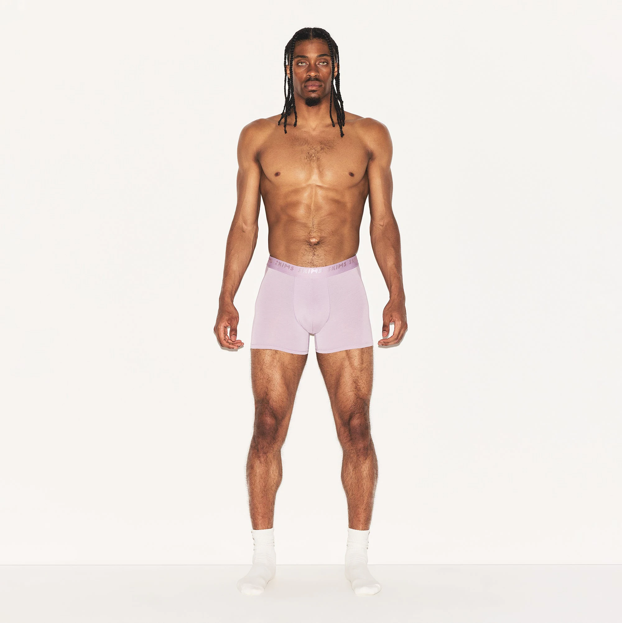 SKIMS STRETCH MENS 3 INCH BOXER BRIEF 3-PACK  | MELROSE MULTI ON A MODEL FRONT VIEW | FOCUS: 0.0, 1.0, 0.9