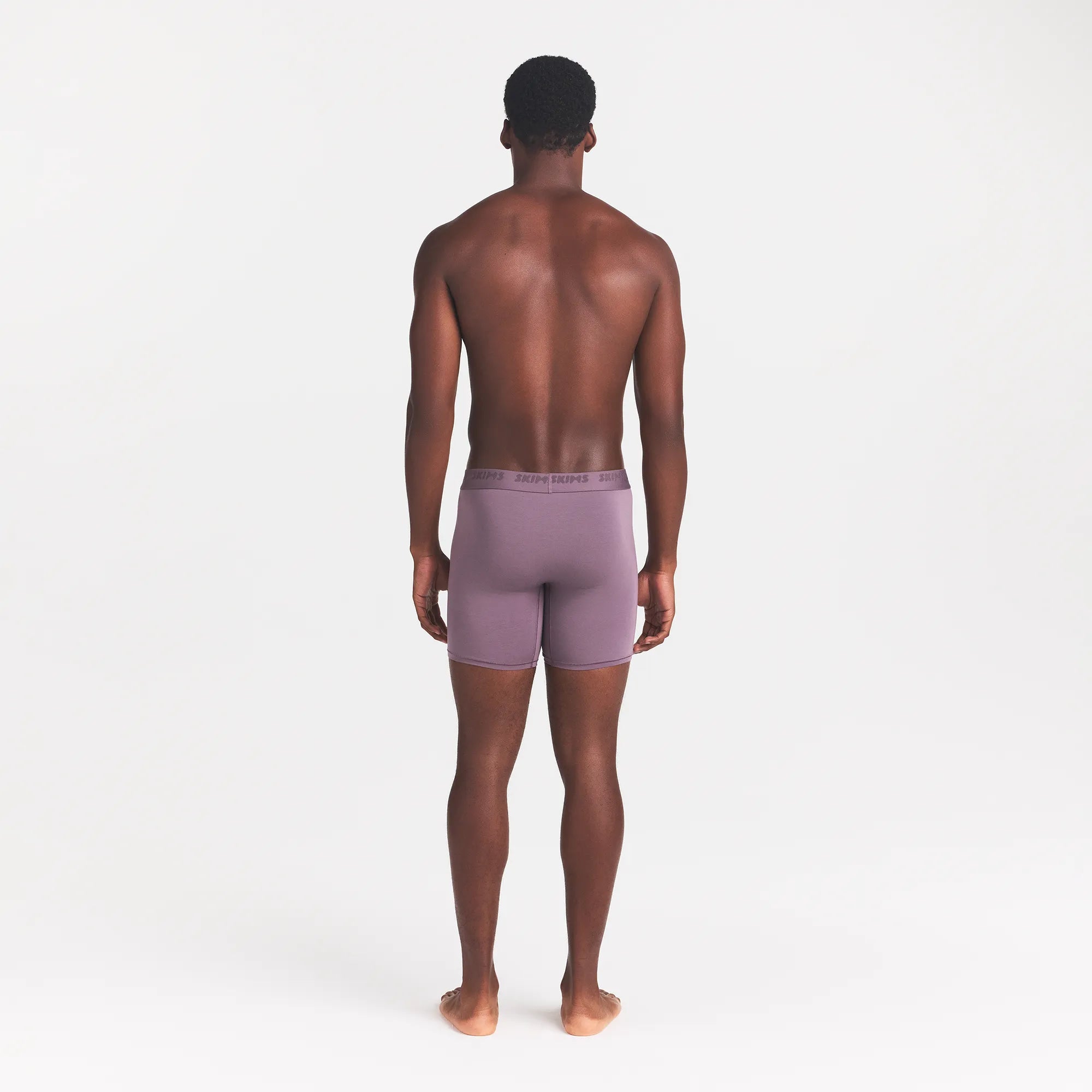 SKIMS STRETCH MENS 5" BOXER BRIEF 3-PACK | IRIS HEATHER MULTI ON A MODEL BACK VIEW @ | FOCUS: 0.0, 1.0, 0.9