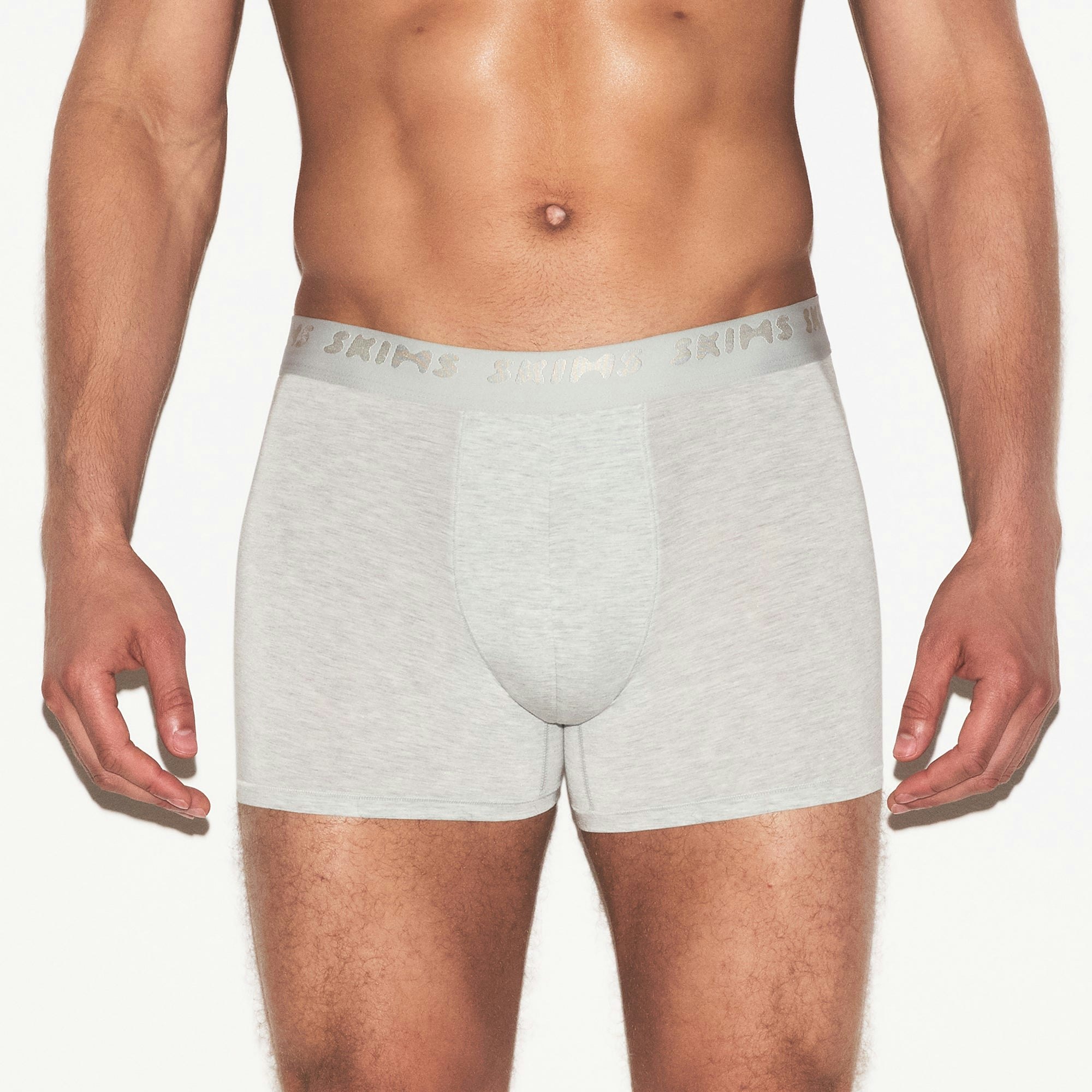 SKIMS STRETCH MENS 3" BOXER BRIEF 3-PACK | LAUREL MULTI ON A MODEL FRONT VIEW | FOCUS: 0.0, 1.0, 0.9