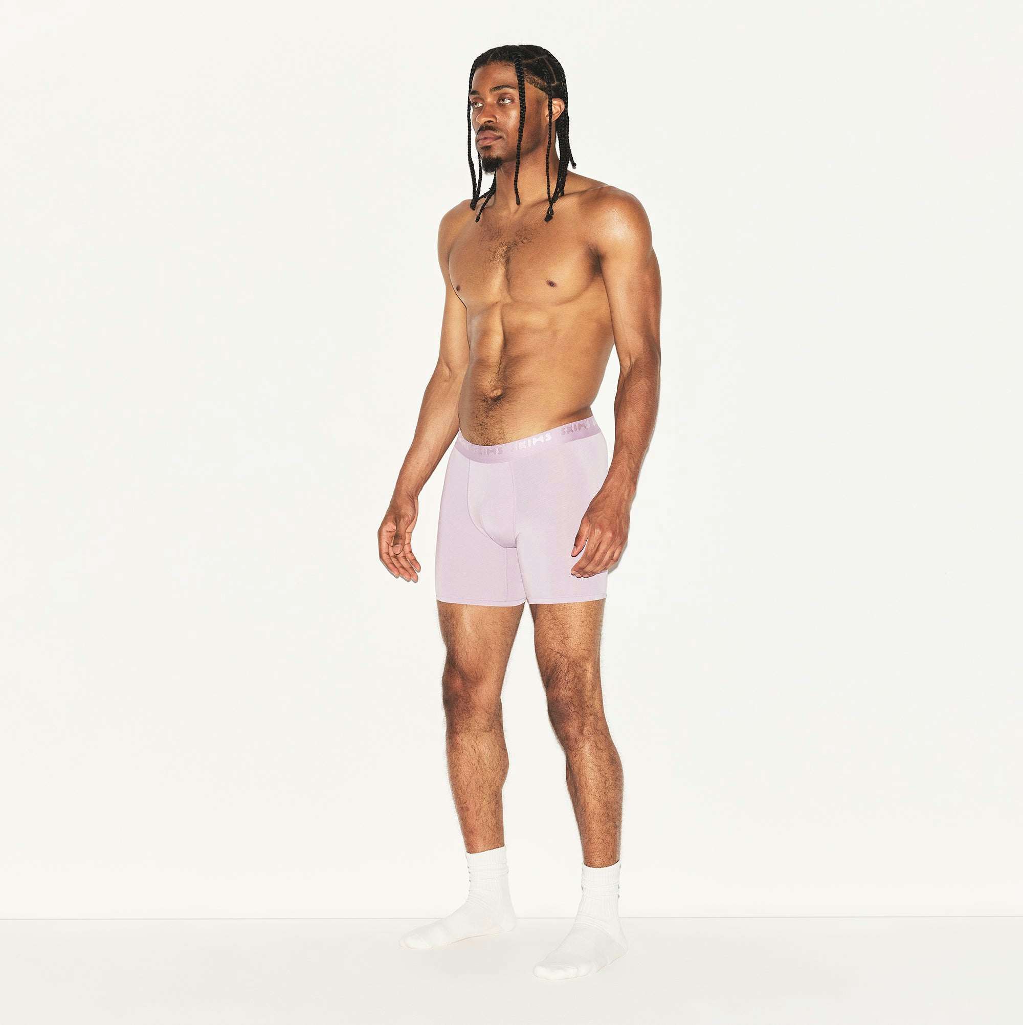 SKIMS STRETCH MENS 5 INCH BOXER BRIEF 3-PACK  | MELROSE MULTI ON A MODEL SIDE VIEW | FOCUS: 0.0, 1.0, 0.9