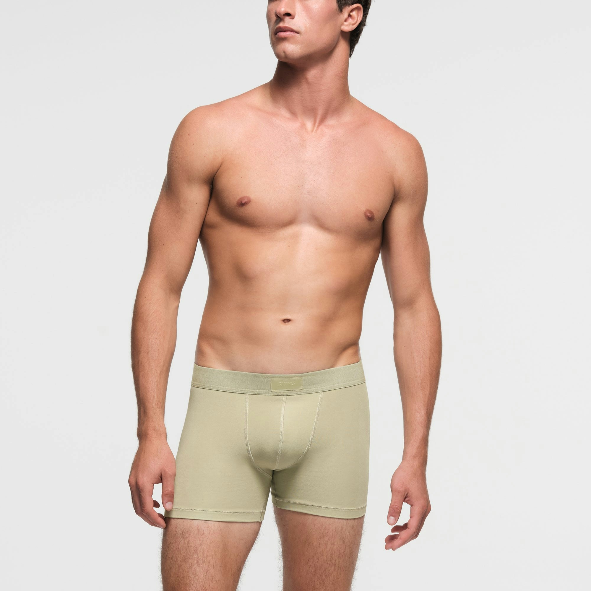 SKIMS COTTON MENS 3" BOXER BRIEF | PHOSPHORUS ON A MODEL FRONT VIEW