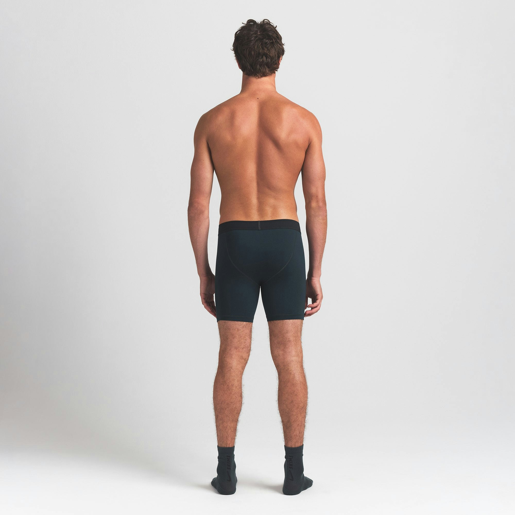 SKIMS COTTON MENS 5" BOXER BRIEF 3-PACK | VERDANT MULTI ON A MODEL BACK VIEW @ | FOCUS: 0.0, 1.0, 0.9