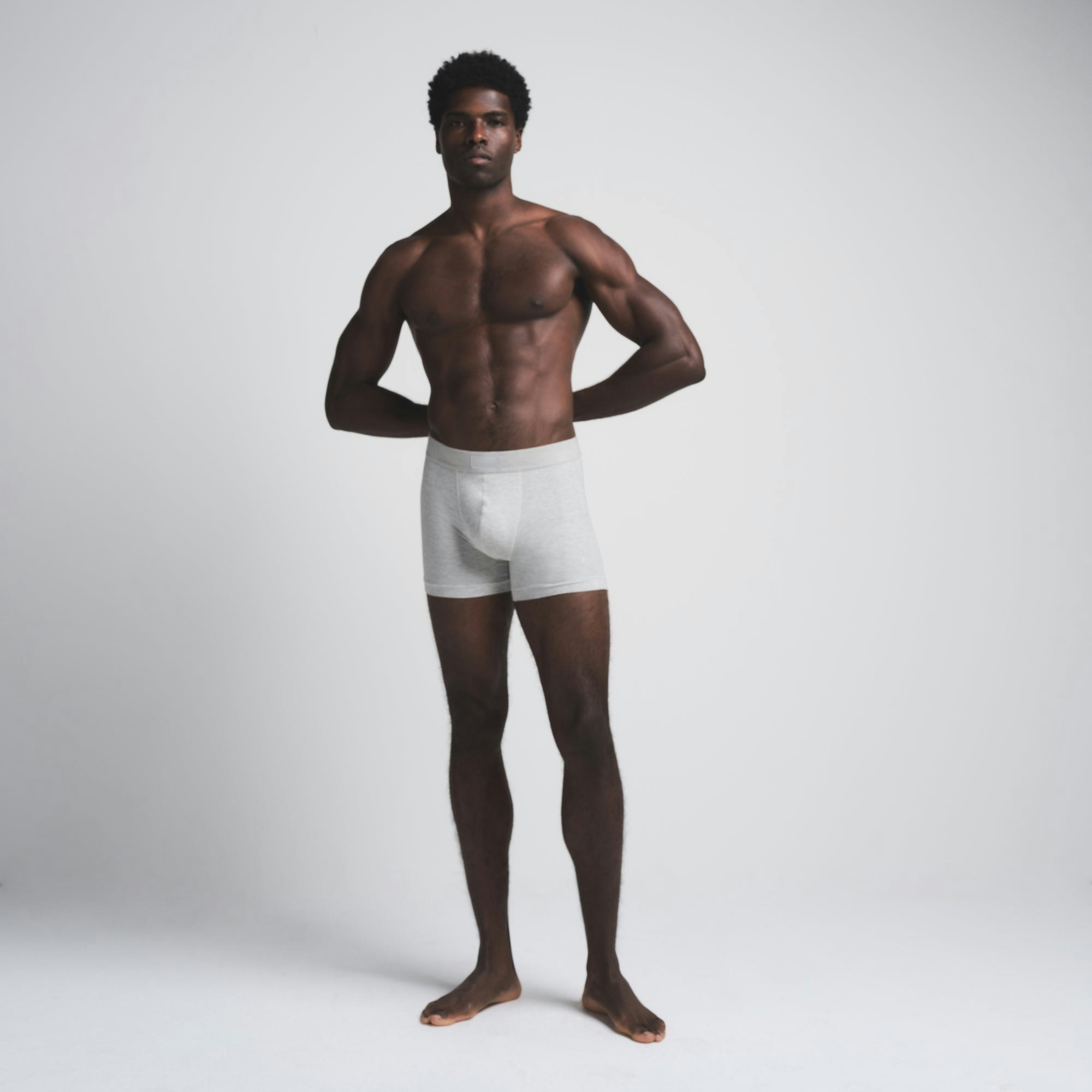 SKIMS COTTON MENS 3" BOXER BRIEF 5-PACK | HEATHER MULTI ON A MODEL FRONT VIEW | FOCUS: 0.0, 1.0, 0.9 | FOCUS: 0.0, 1.0, 0.9