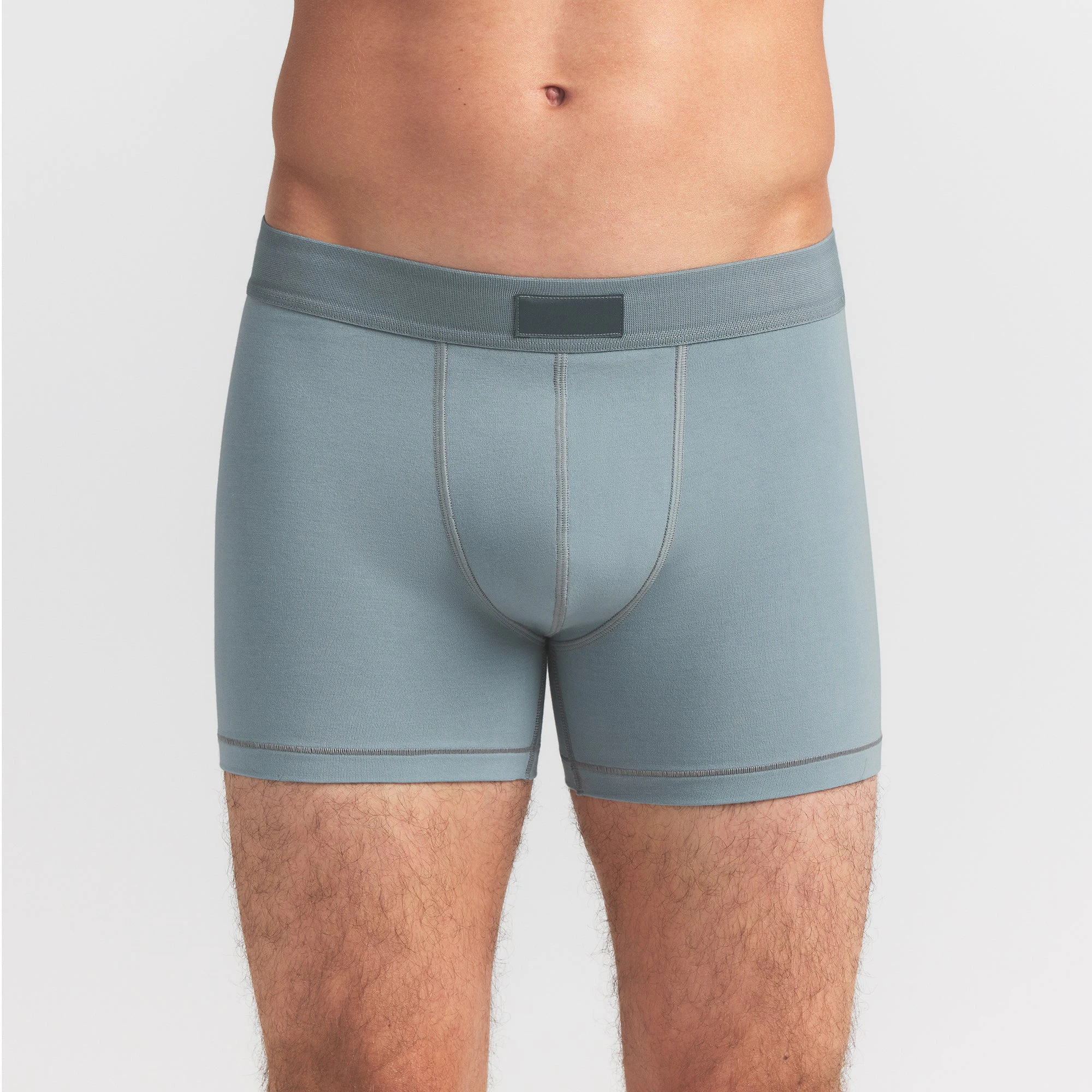 SKIMS COTTON MENS 3" BOXER BRIEF 5-PACK | VERDANT SKY MULTI ON A MODEL FRONT VIEW @ | FOCUS: 0.0, 1.0, 0.9