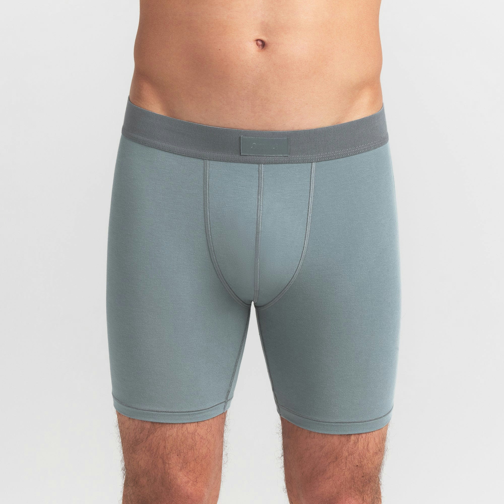 SKIMS COTTON MENS 5" BOXER BRIEF 5-PACK | VERDANT SKY MULTI ON A MODEL FRONT VIEW @ | FOCUS: 0.0, 1.0, 0.9