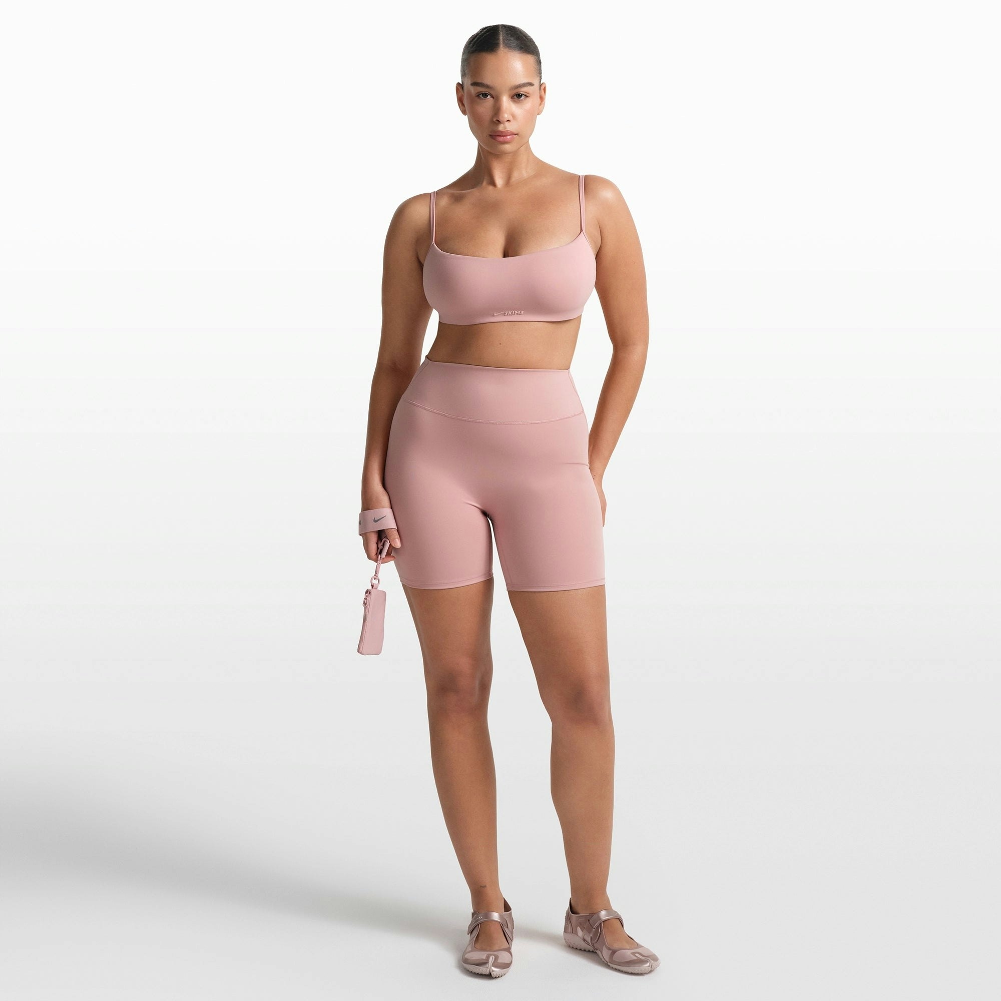 NikeSKIMS MATTE 5" BIKER SHORT | HIMALAYAN ON A MODEL FRONT VIEW @ | FOCUS: 0.0, 1.0, 0.9