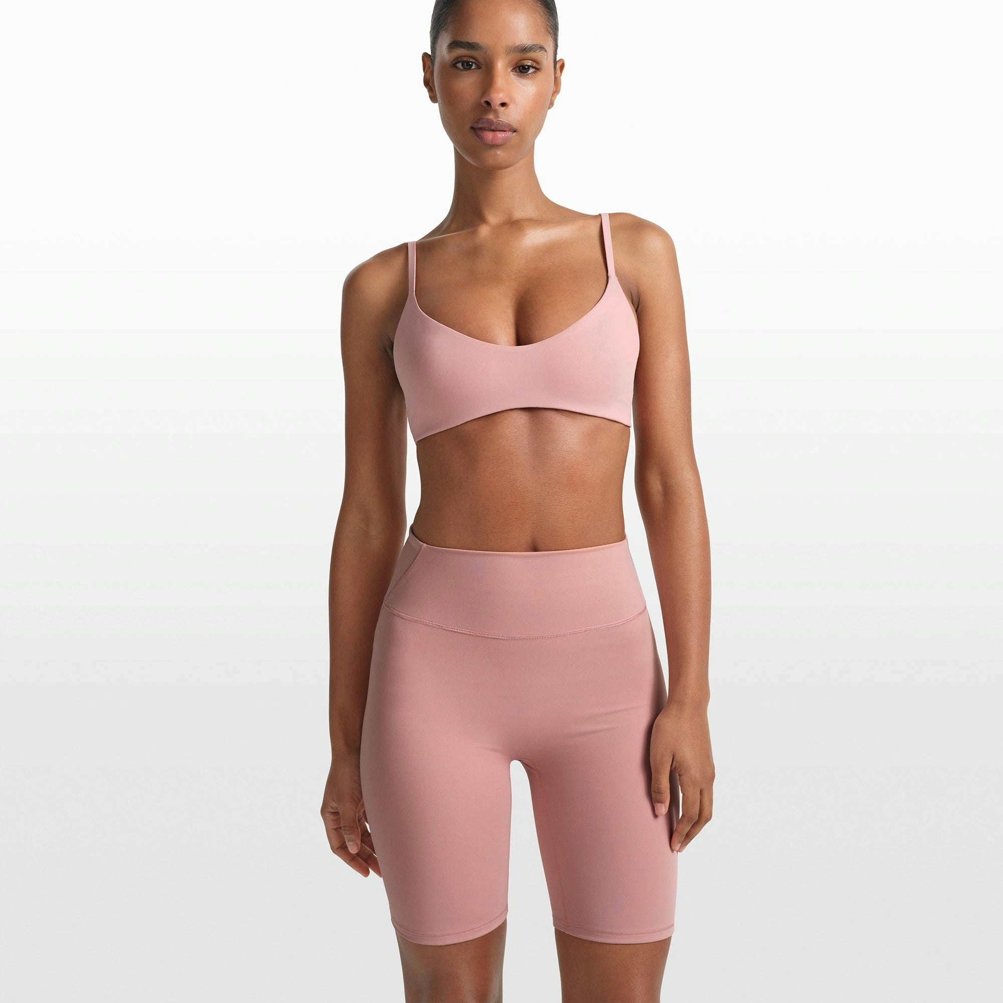 NikeSKIMS MATTE 7" BIKER SHORT | HIMALAYAN ON A MODEL FRONT VIEW @ | FOCUS: 0.0, 1.0, 0.9