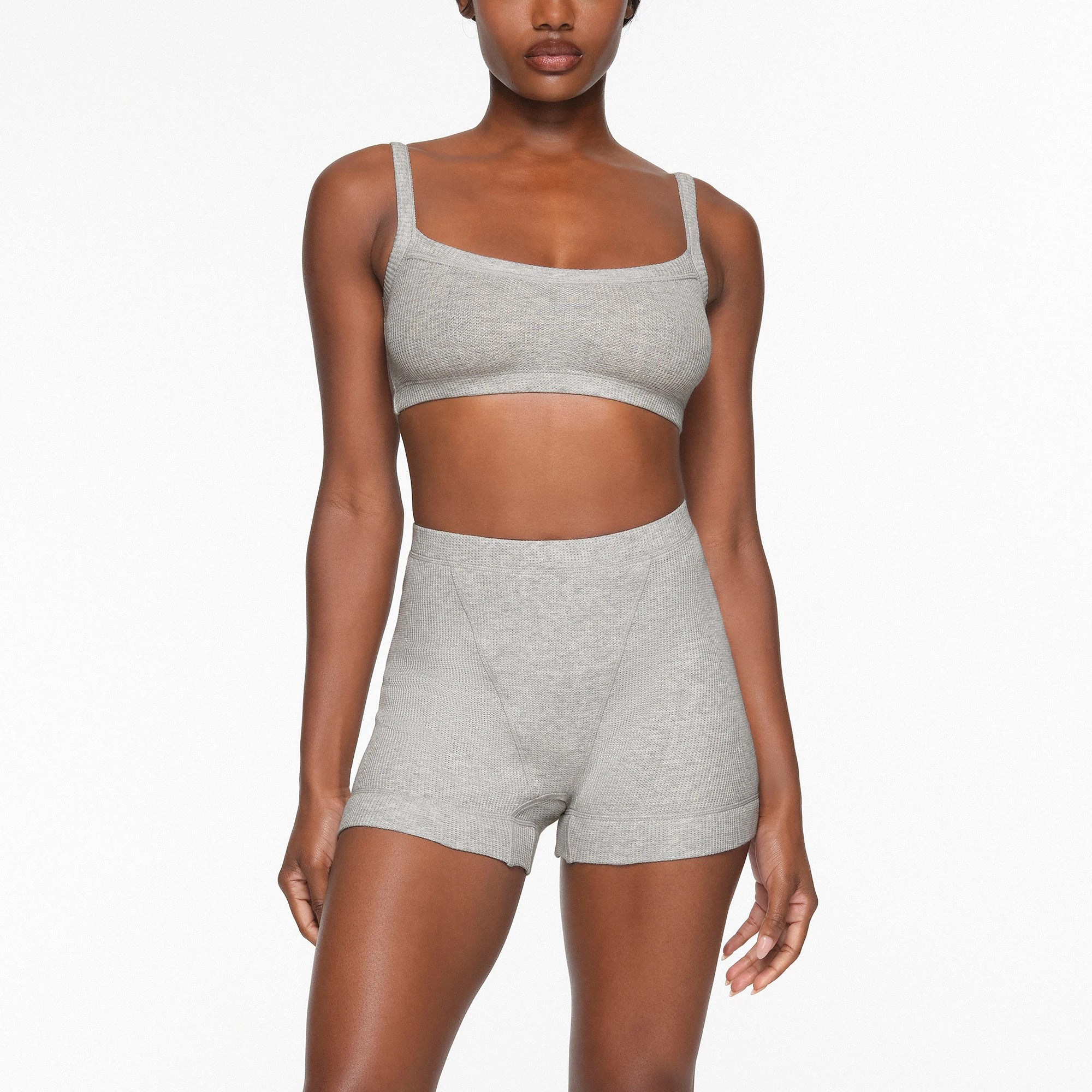 WAFFLE BOXER WORN BY A MODEL IN FRONT VIEW