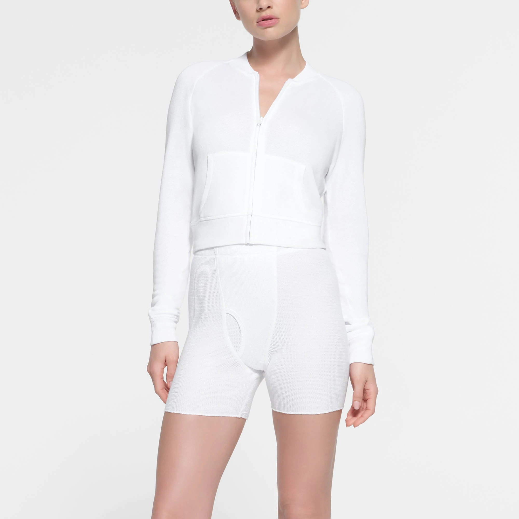 WAFFLE BOXER | SNOW ON A MODEL FRONT VIEW