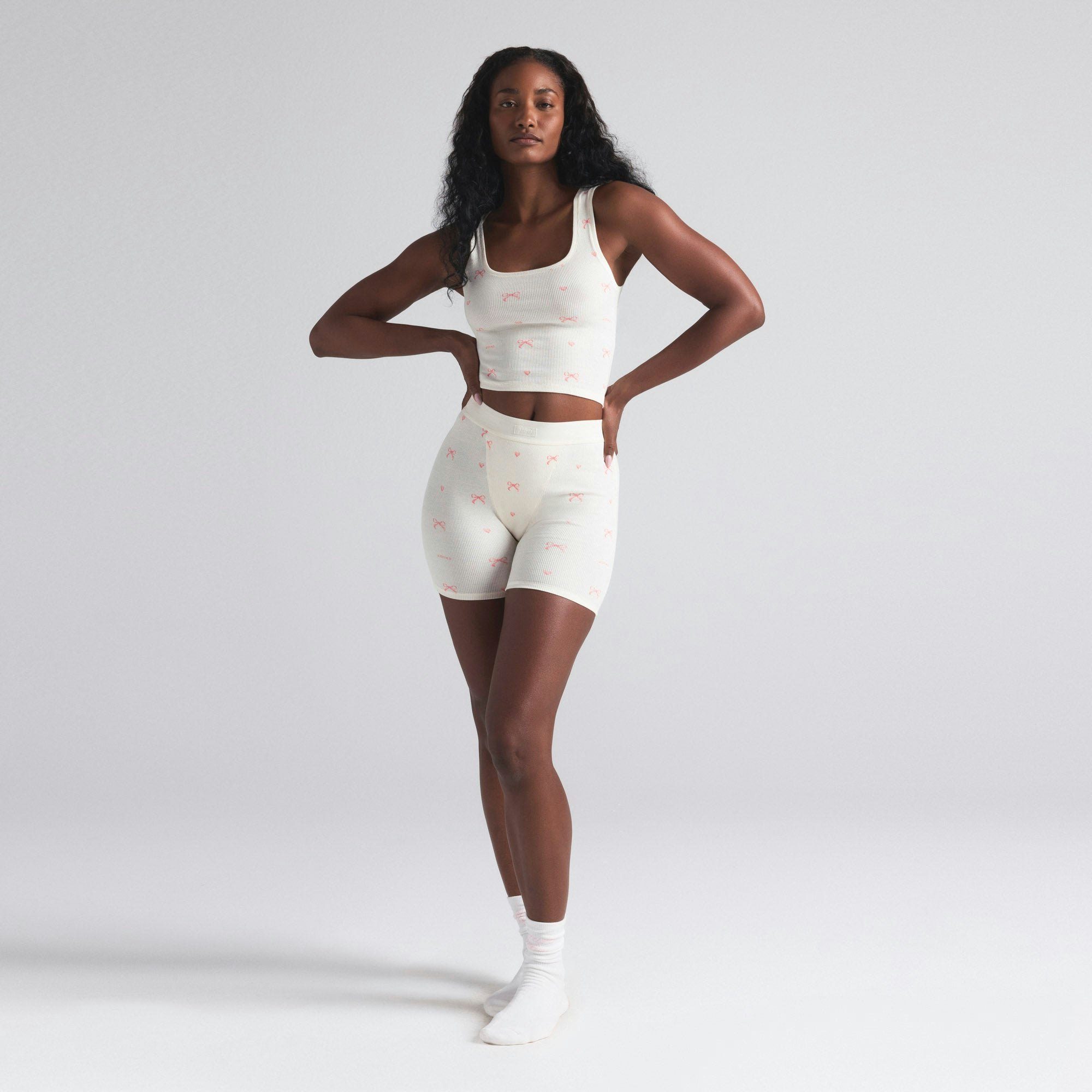 COTTON RIB BOXER 3-PACK | BABY PINK MULTI ON A MODEL FRONT ON A MODEL FRONT VIEW | FOCUS: 0.0, 1.0, 0.9