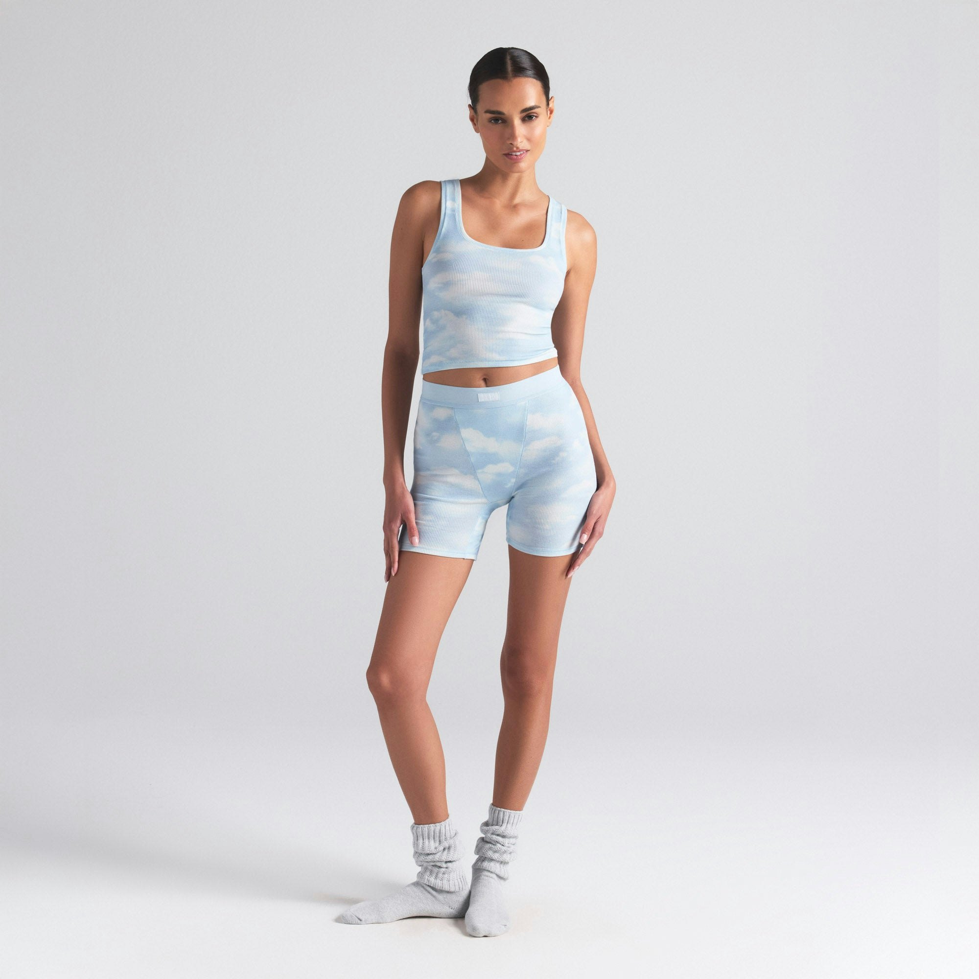 COTTON RIB BOXER 3-PACK | BLUE QUARTZ CLOUD MULTI ON A MODEL FRONT  ON A MODEL FRONT VIEW | FOCUS: 0.0, 1.0, 0.9