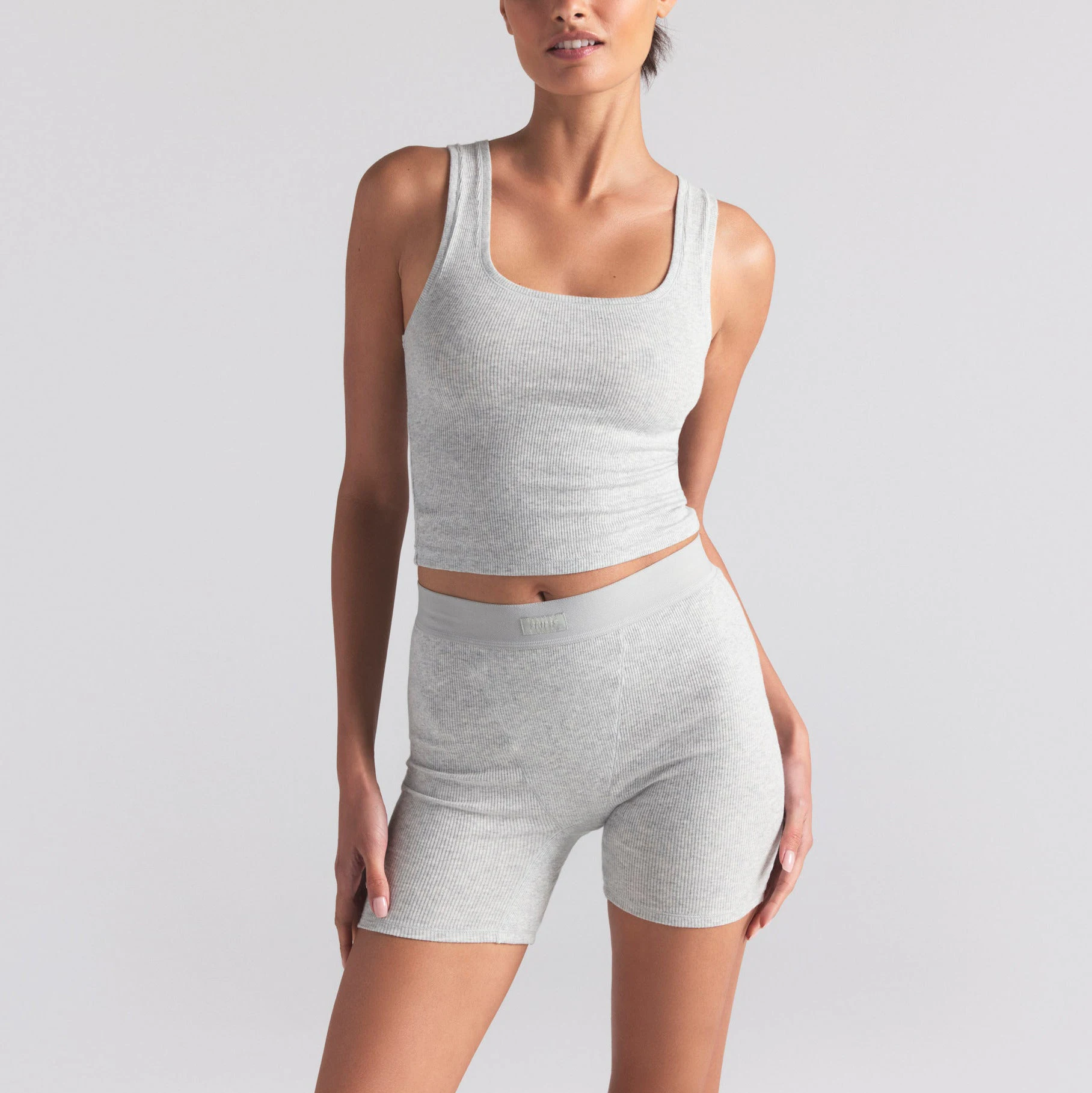 COTTON RIB BOXER 3-PACK | BLUE QUARTZ CLOUD MULTI ON A MODEL SIDE  ON A MODEL FRONT VIEW | FOCUS: 0.0, 1.0, 0.9