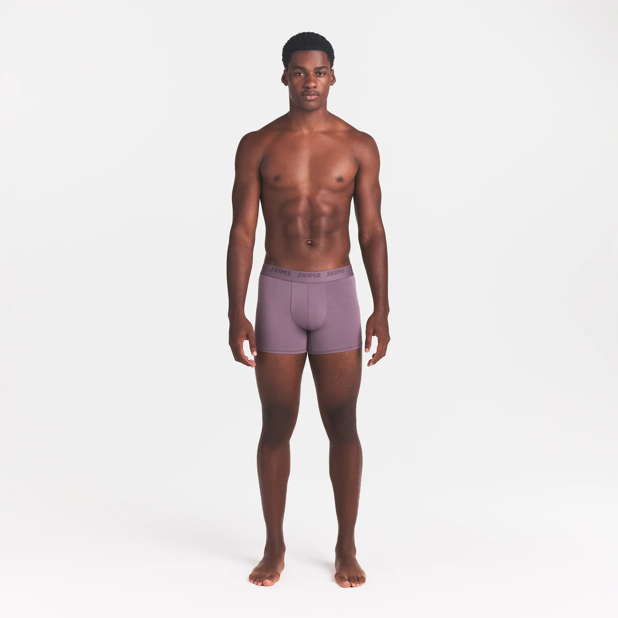 SKIMS STRETCH MENS 3" BOXER BRIEF | IRIS ON A MODEL FRONT VIEW @ | FOCUS: 0.0, 1.0, 0.9