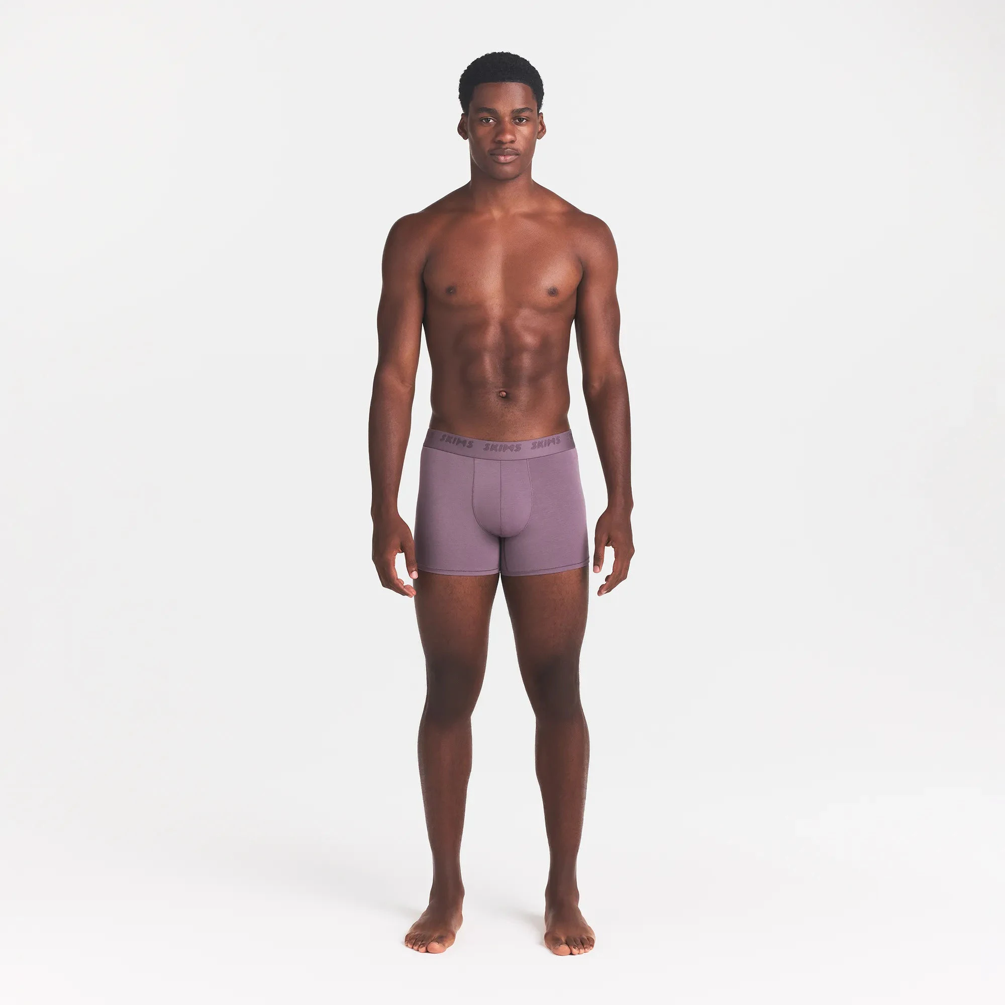 SKIMS STRETCH MENS 3" BOXER BRIEF | IRIS ON A MODEL FRONT VIEW @ | FOCUS: 0.0, 1.0, 0.9