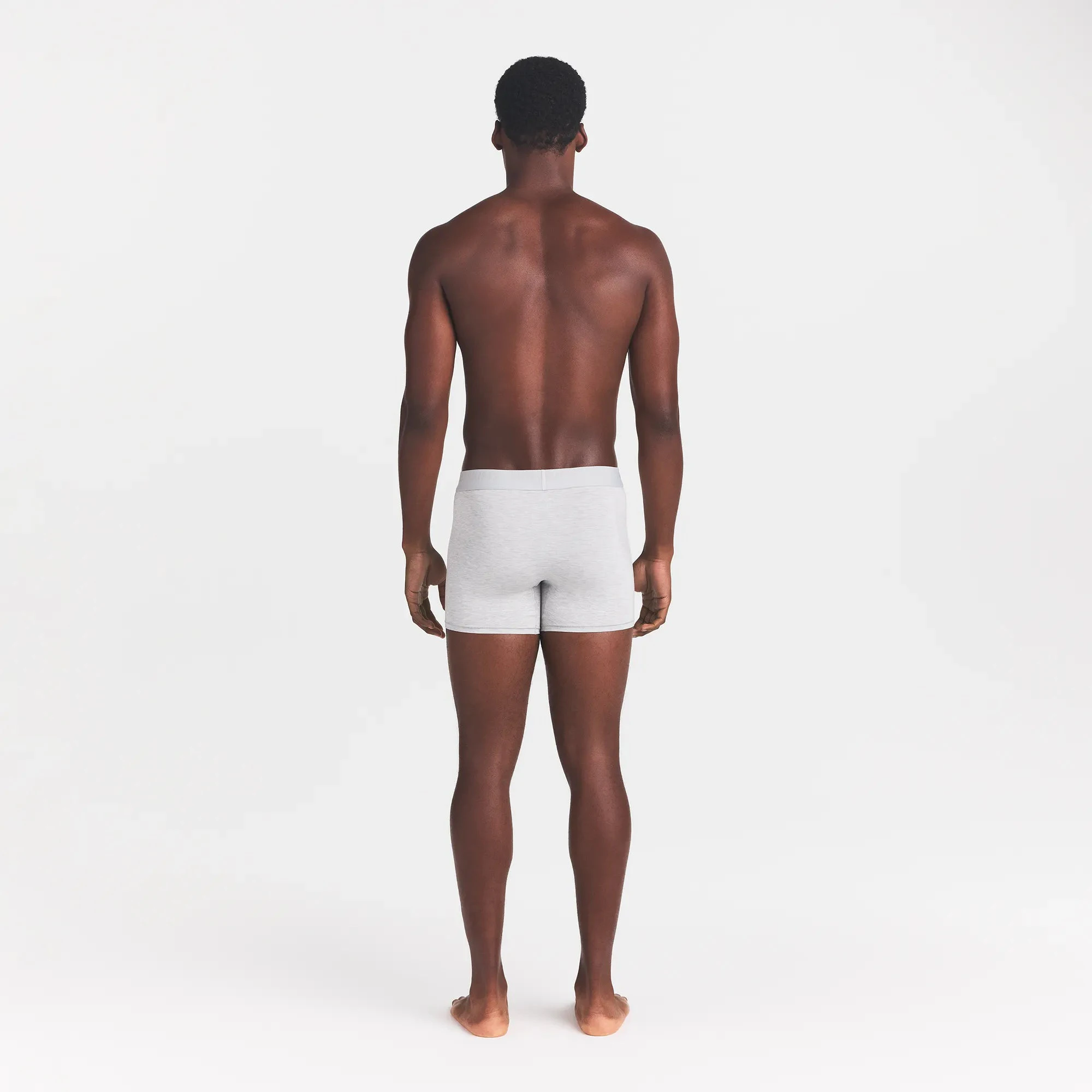 SKIMS STRETCH MENS 3" BOXER BRIEF | LIGHT HEATHER GREY ON A MODEL BACK VIEW @ | FOCUS: 0.0, 1.0, 0.9
