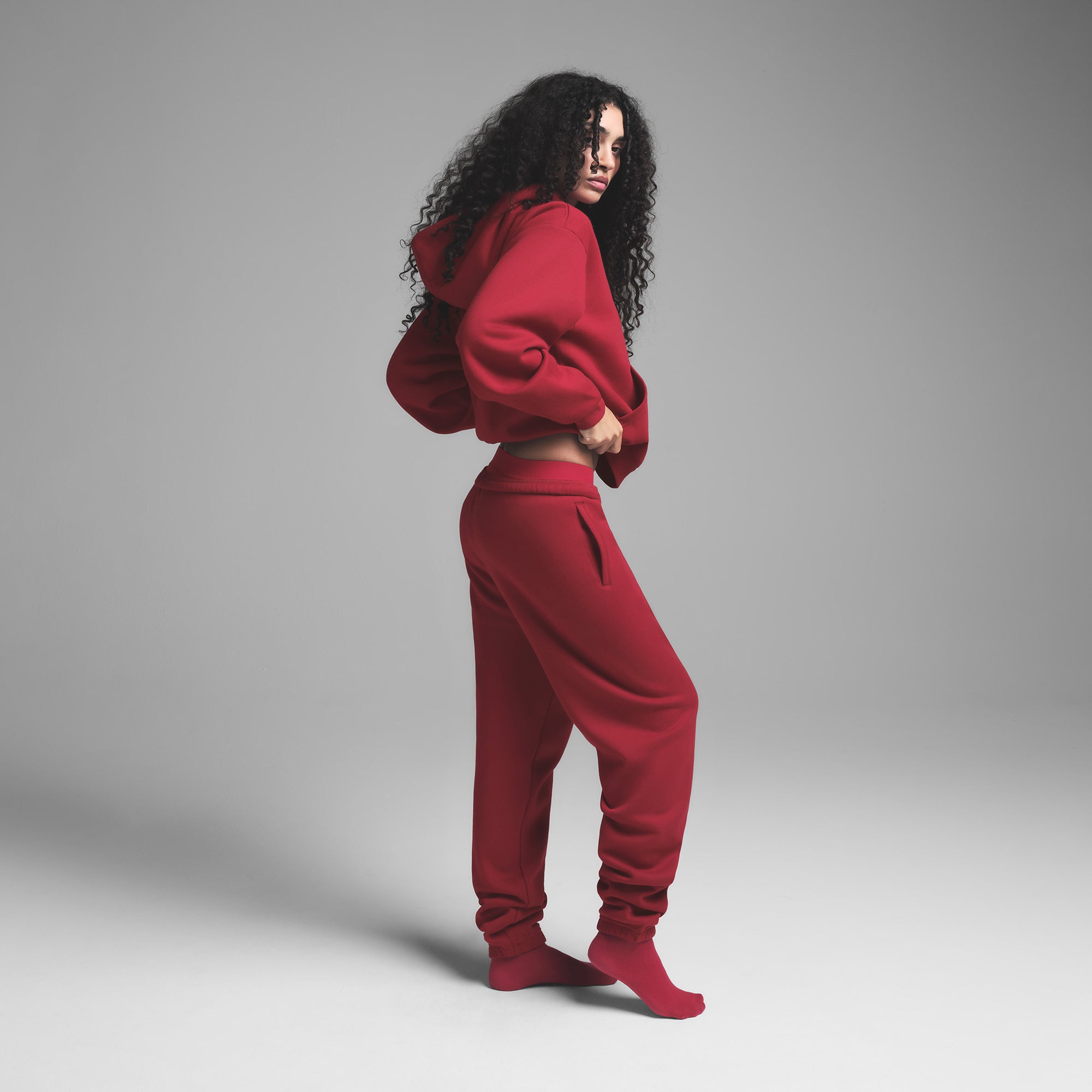 COTTON FLEECE JOGGER | BRICK