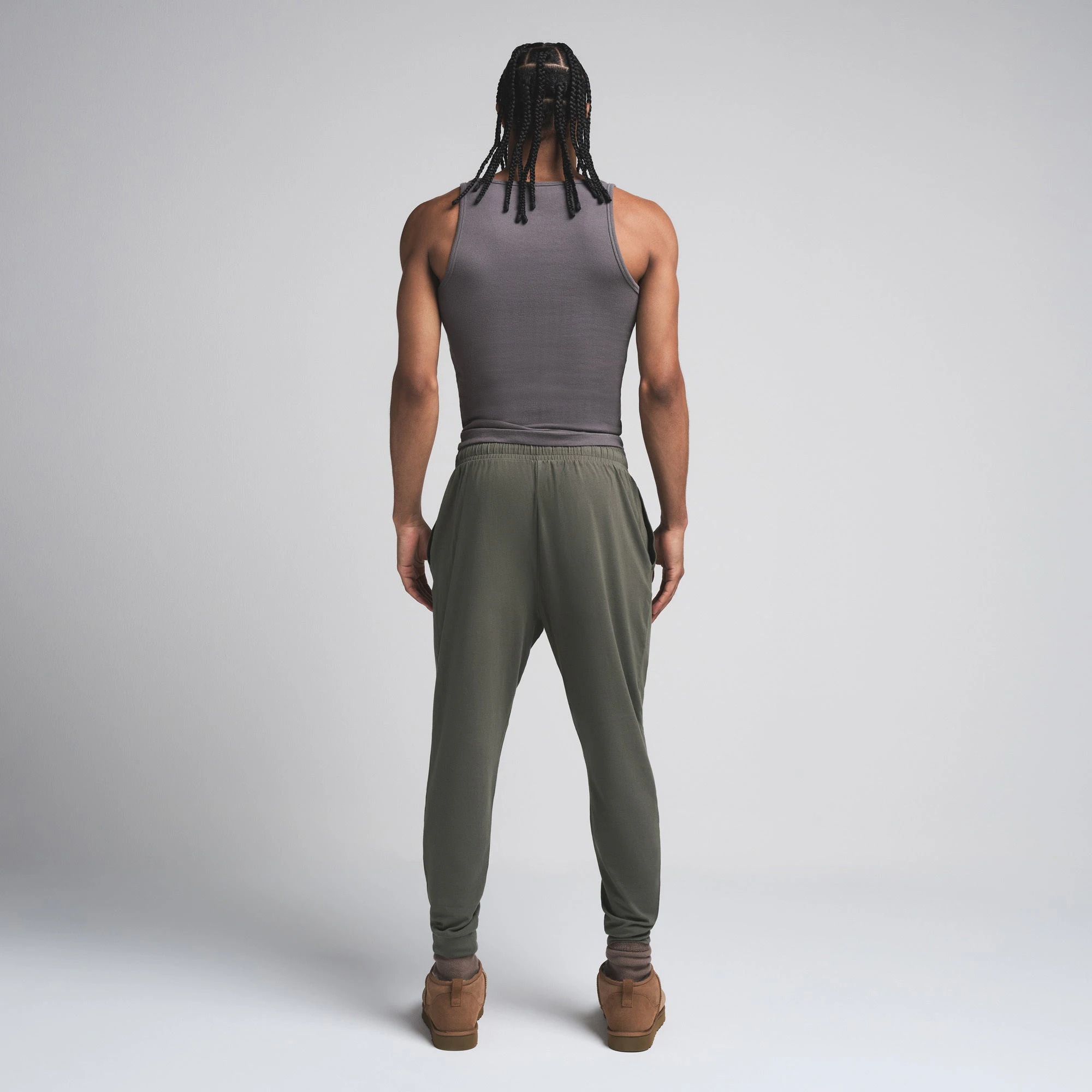 JERSEY LOUNGE MENS JOGGER | BASIL ON A MODEL FRONT VIEW | FOCUS: 0.0, 1.0, 0.9