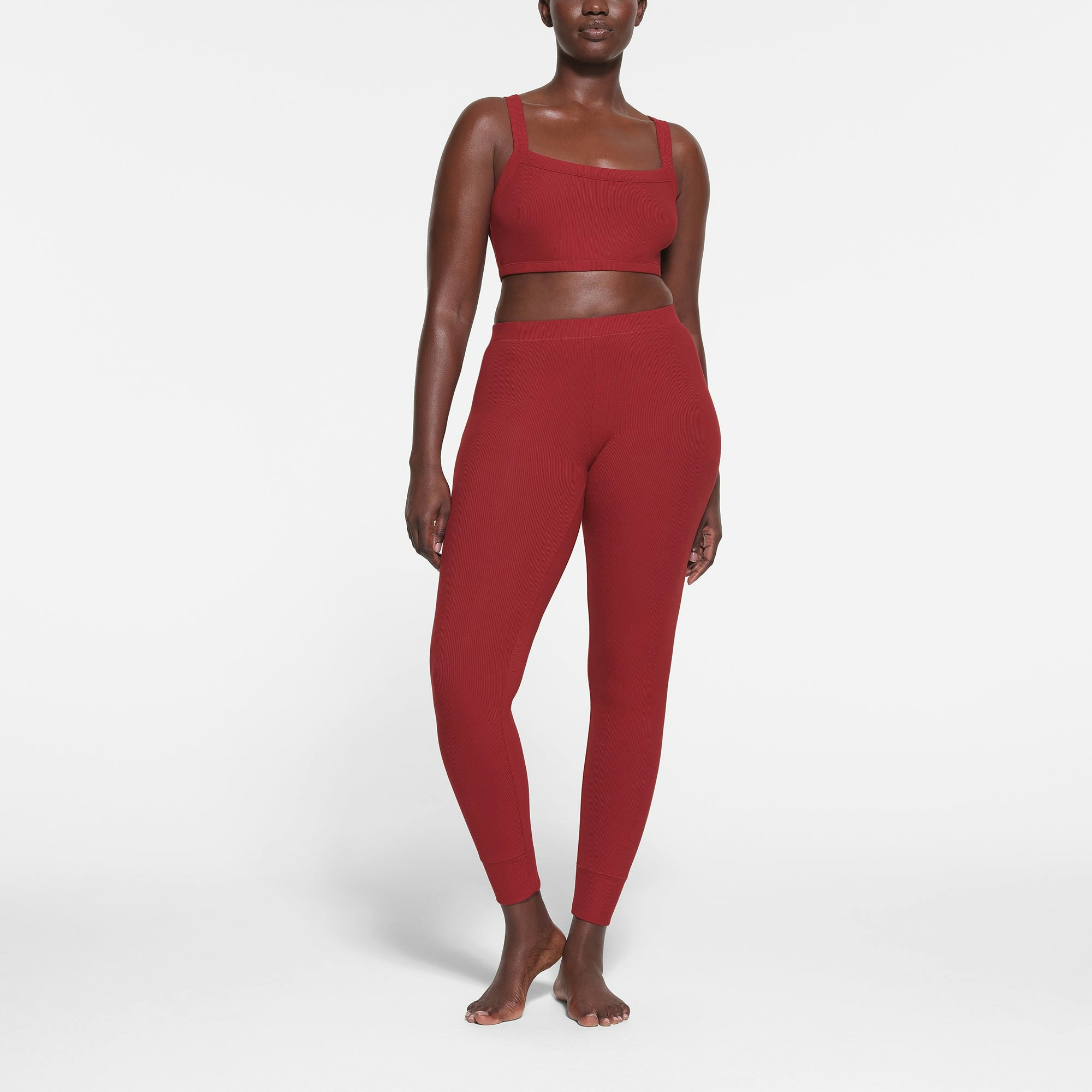 SOFT LOUNGE LEGGING WORN BY A MODEL IN FRONT VIEW