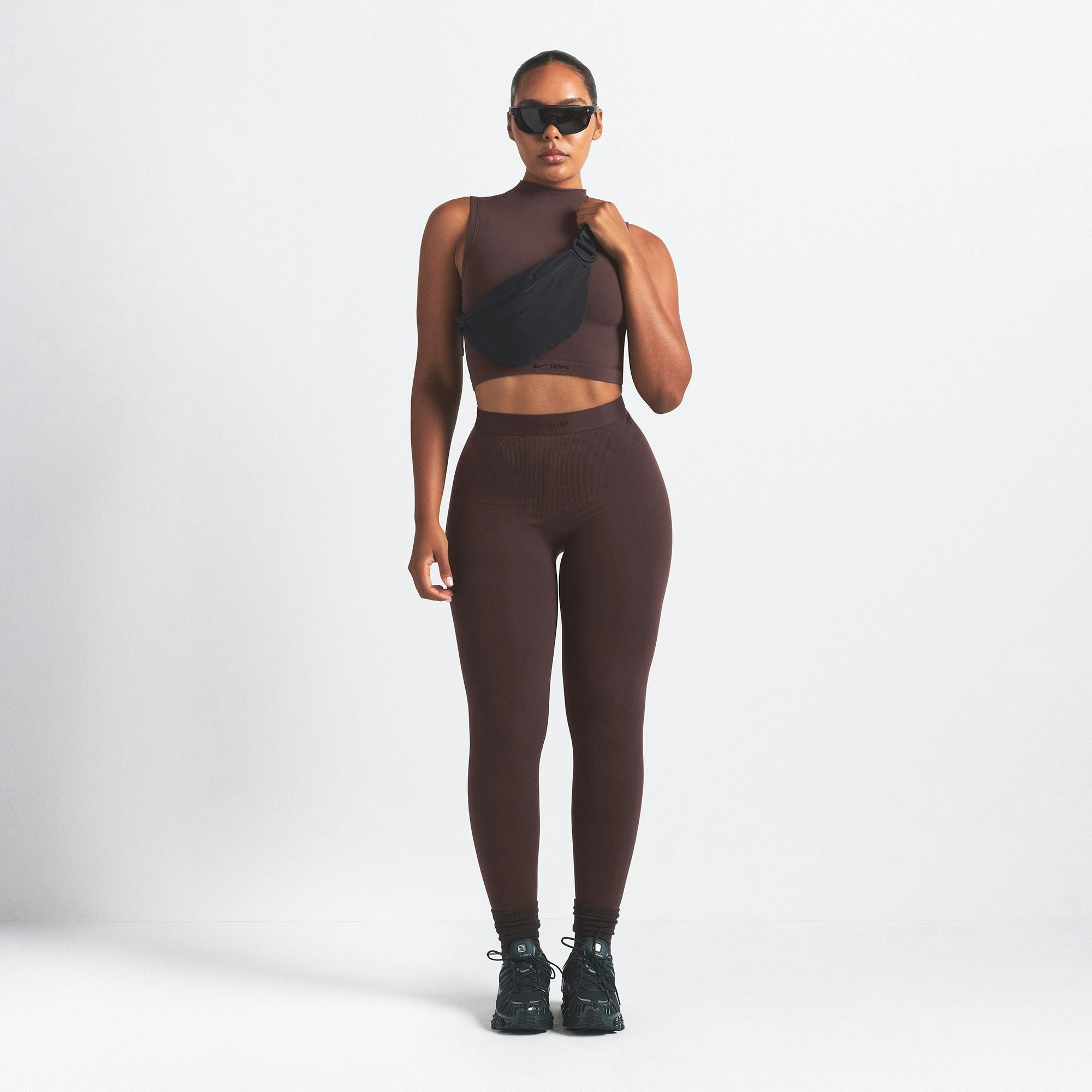 NikeSKIMS VINTAGE SEAMLESS 26" LEGGING | PHOENIX ON A MODEL FRONT VIEW