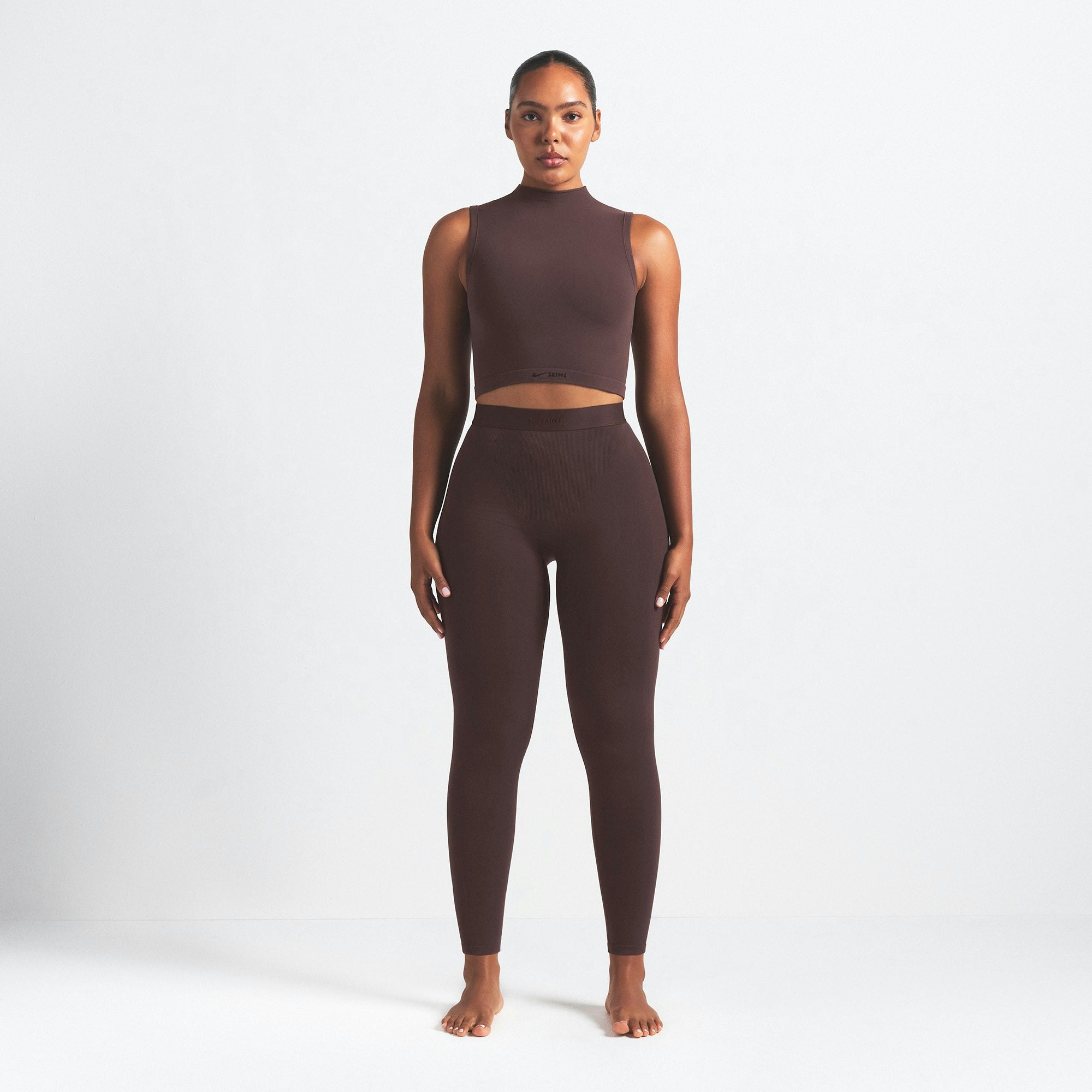 NikeSKIMS VINTAGE SEAMLESS 26" LEGGING | PHOENIX ON A MODEL FRONT VIEW