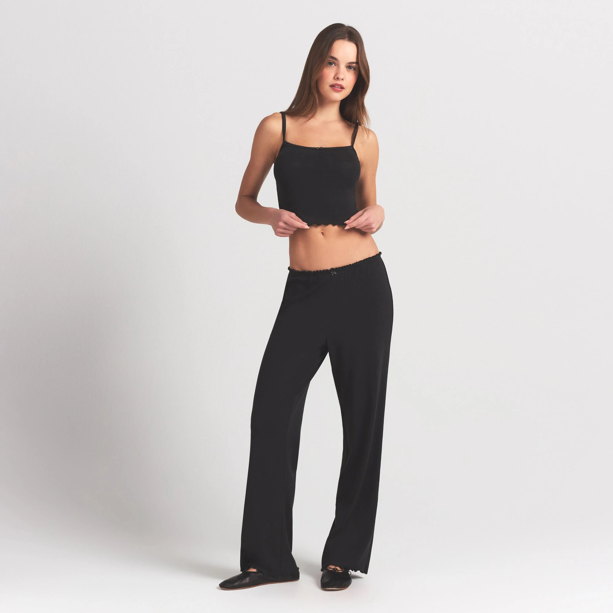 LOGO POINTELLE STRAIGHT LEG PANT | SOOT | SKIMS LOGO POINTELLE STRAIGHT LEG PANT | SOOT | SKIMS