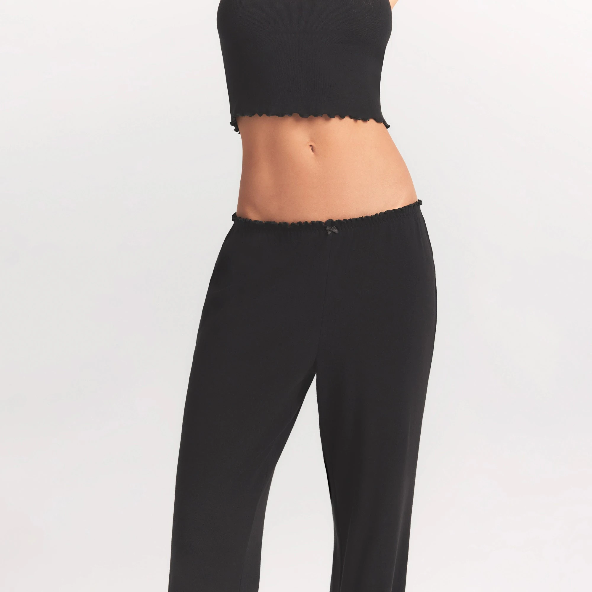 LOGO POINTELLE STRAIGHT LEG PANT | SOOT | SKIMS LOGO POINTELLE STRAIGHT LEG PANT | SOOT | SKIMS