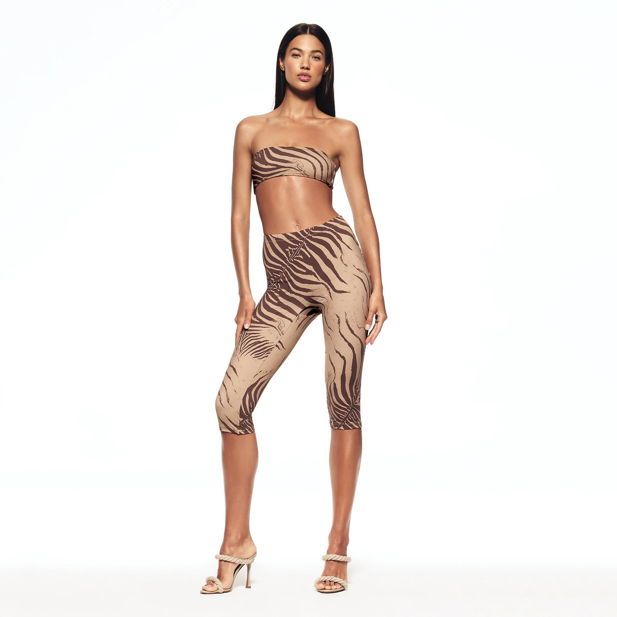 ROBERTO CAVALLI X SKIMS CAPRI | ZEBRA PRINT ON A MODEL FRONT VIEW | FOCUS: 0.0, 1.0, 0.9