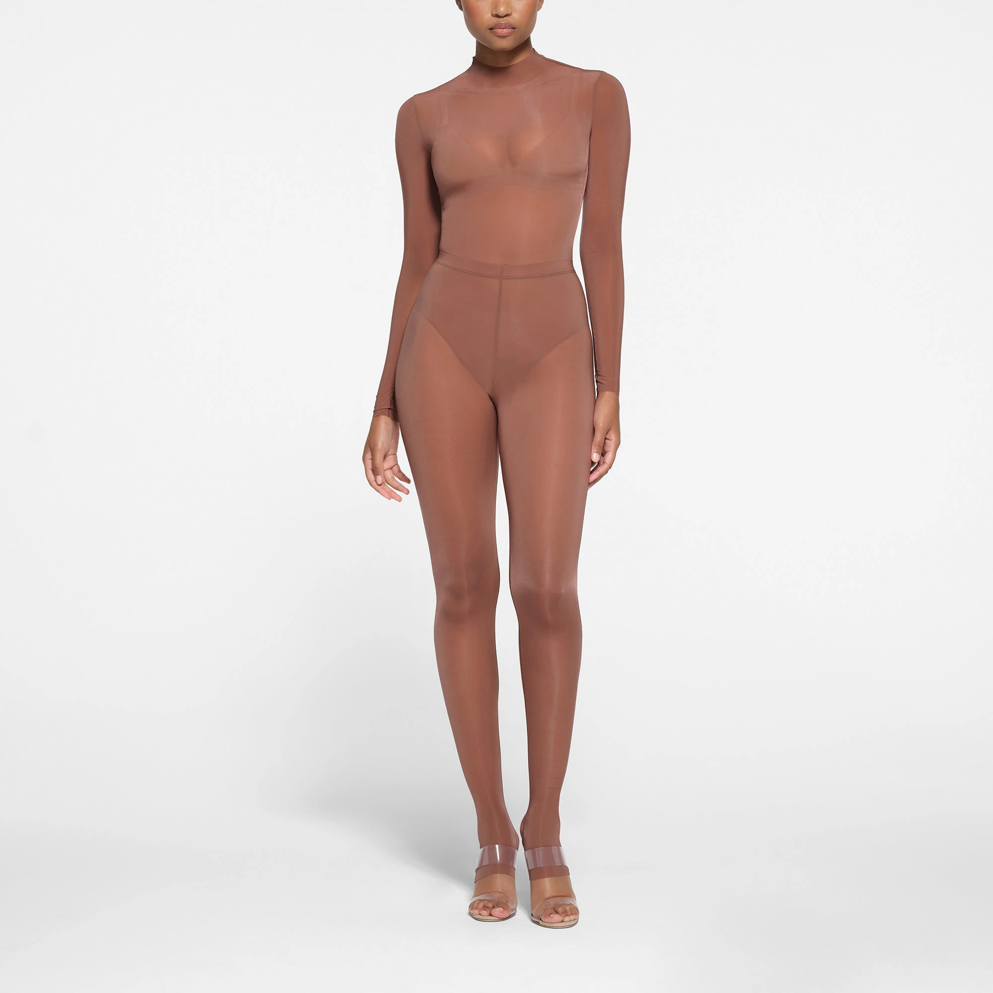 MILKY SHEER MILKY SHEER LEGGING | BRANDY ON A MODEL FRONT VIEW