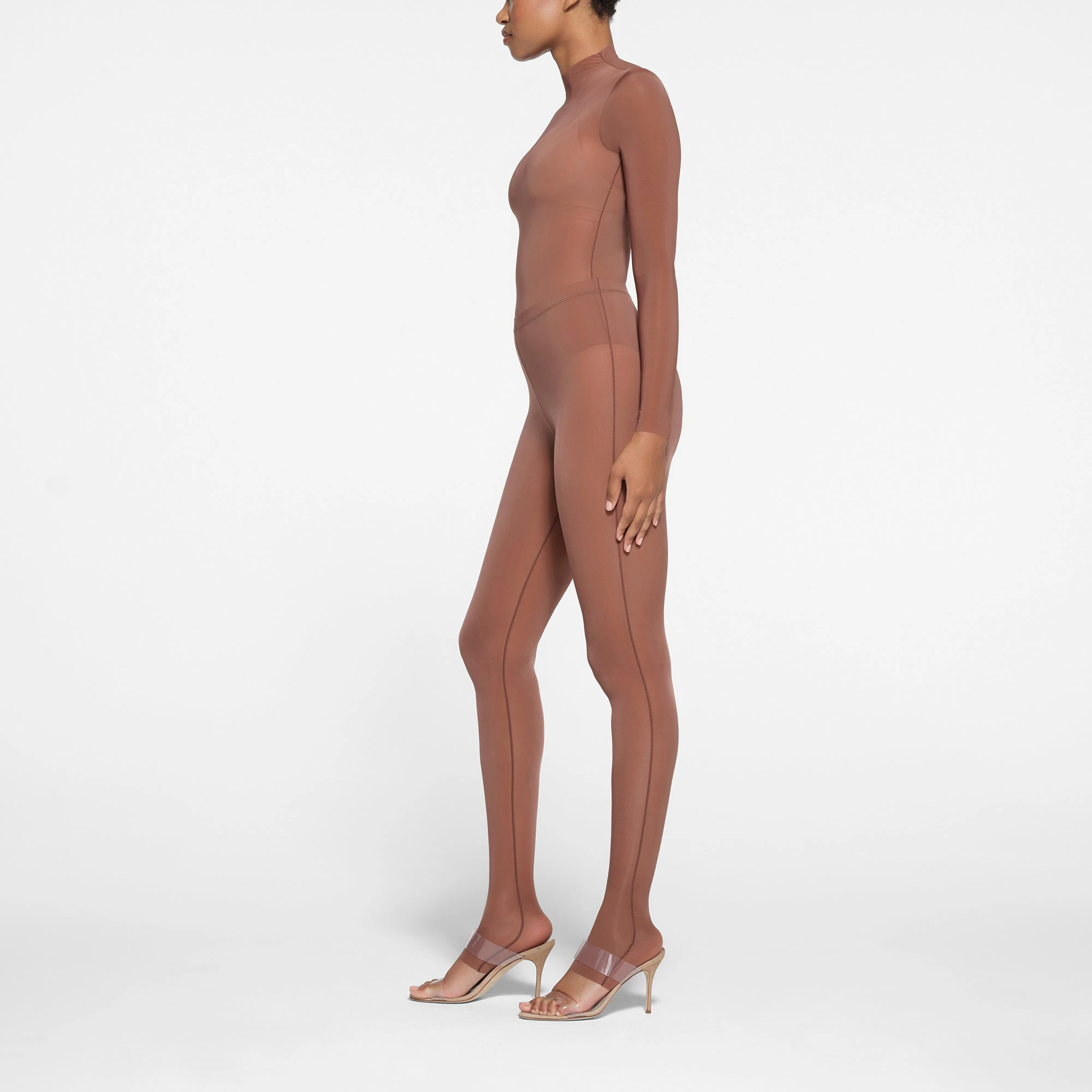 MILKY SHEER MILKY SHEER LEGGING | BRANDY ON A MODEL SIDE VIEW