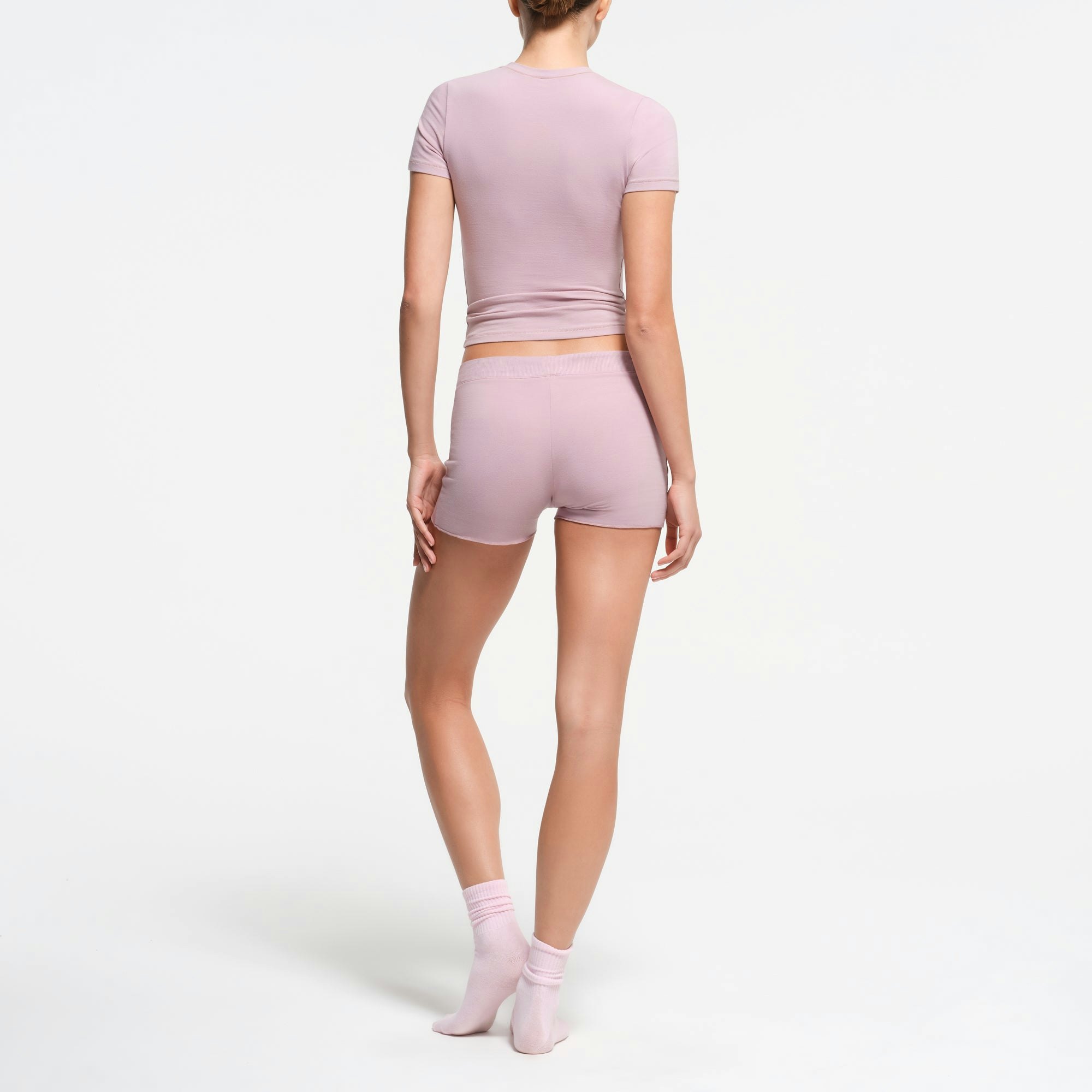 COTTON JERSEY SHORT | DUSK ON A MODEL BACK VIEW