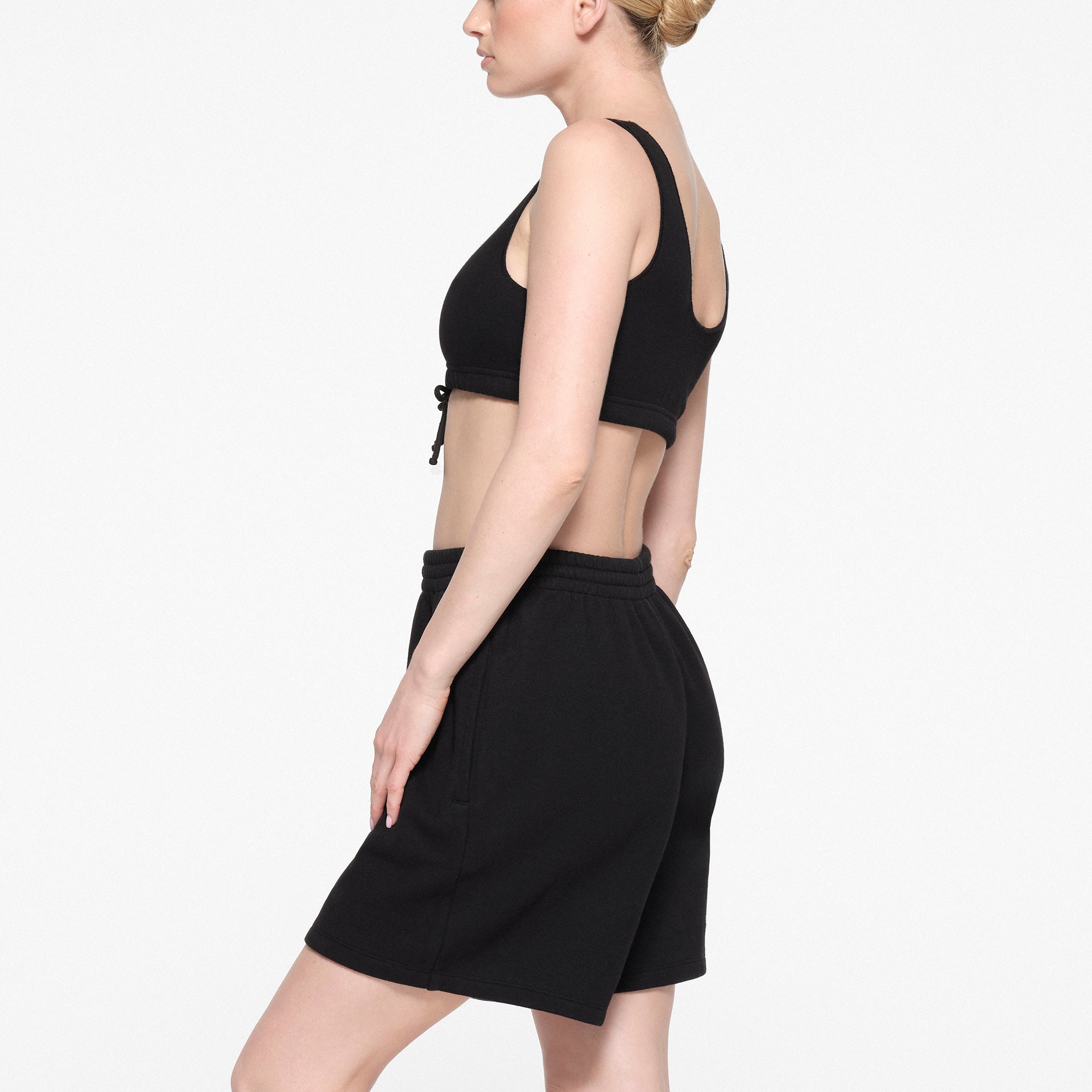 COTTON FLEECE OVERSIZED SHORT | ONYX
