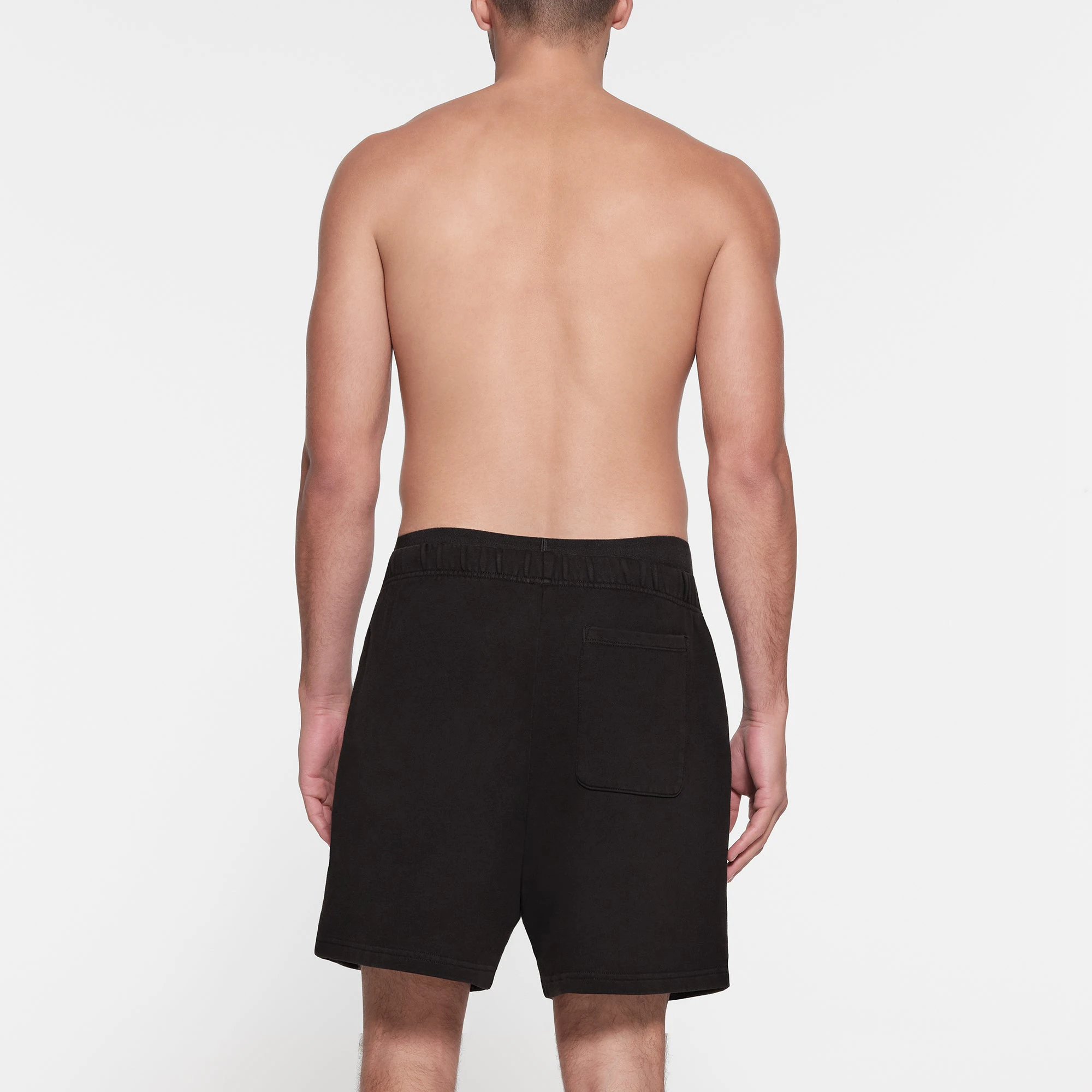 TERRY FLEECE MENS RELAXED SHORT | WASHED OBSIDIAN ON A MODEL BACK VIEW