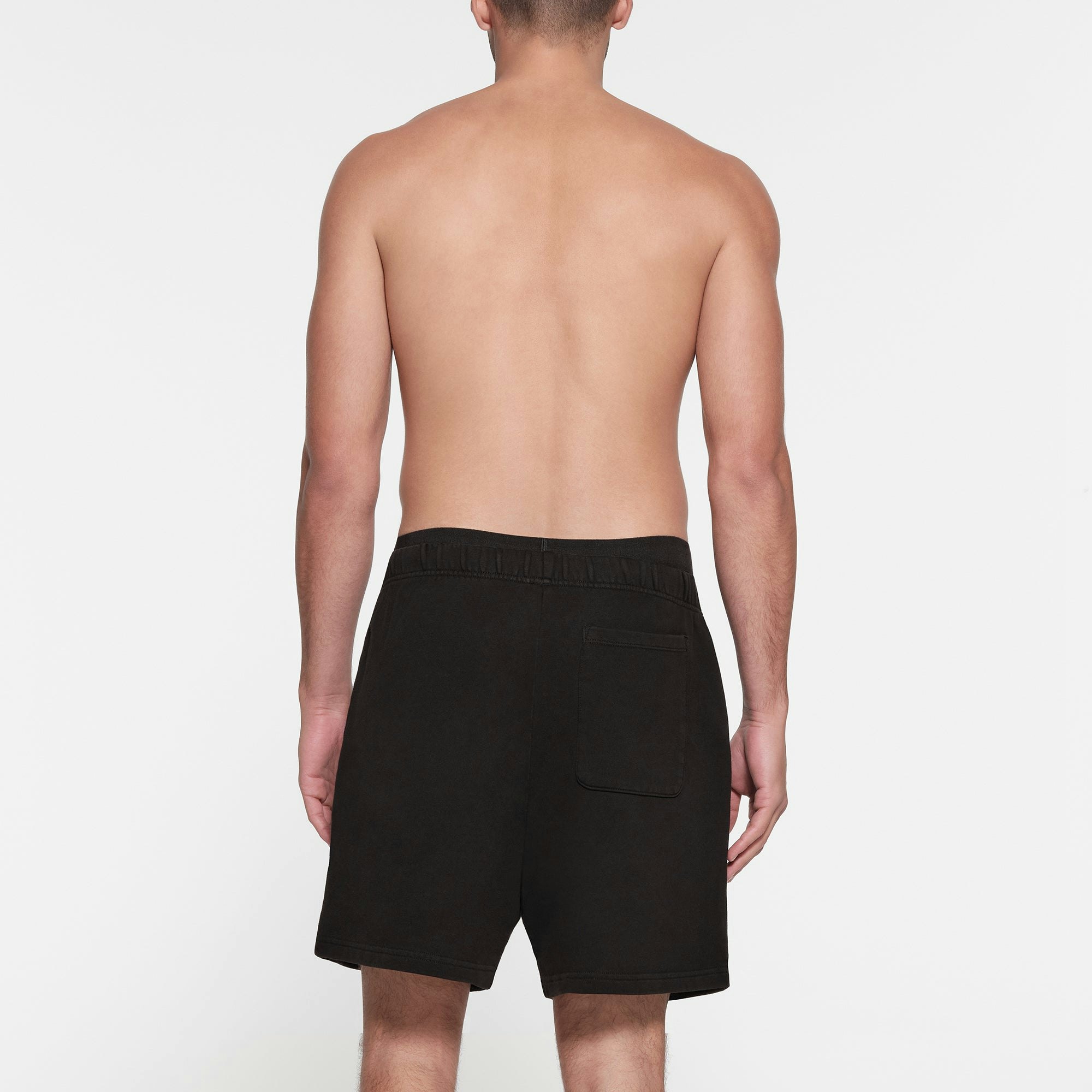 TERRY FLEECE MENS RELAXED SHORT | WASHED OBSIDIAN ON A MODEL BACK VIEW