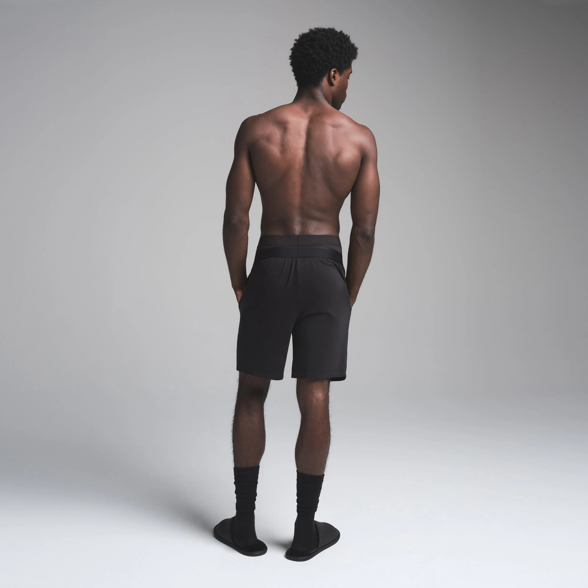 JERSEY SLEEP MENS SHORT | OBSIDIAN (MENS SHORTS) ON A MODEL FRONT VIEW